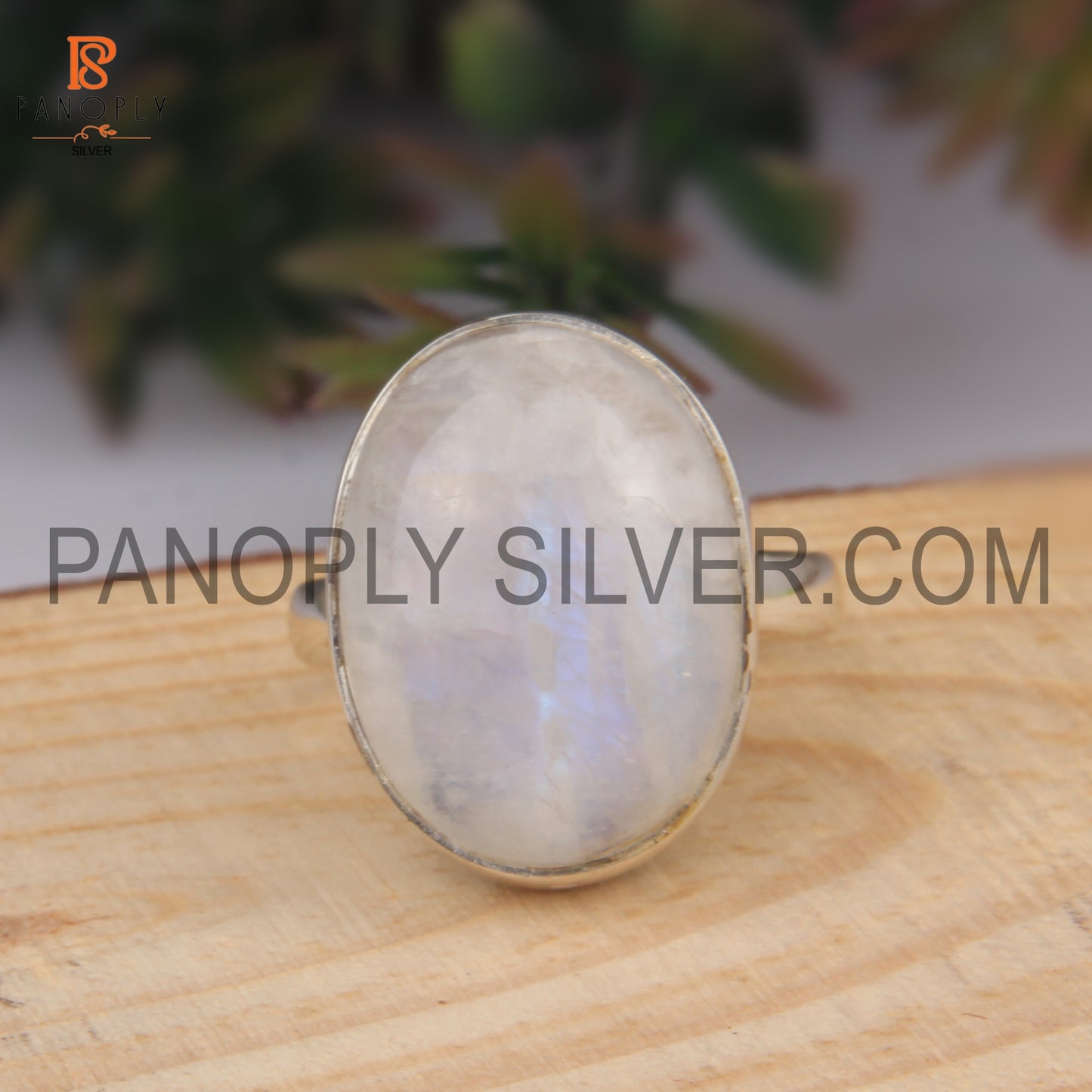 Rainbow 925 Quality Silver Moonstone Men's Rings