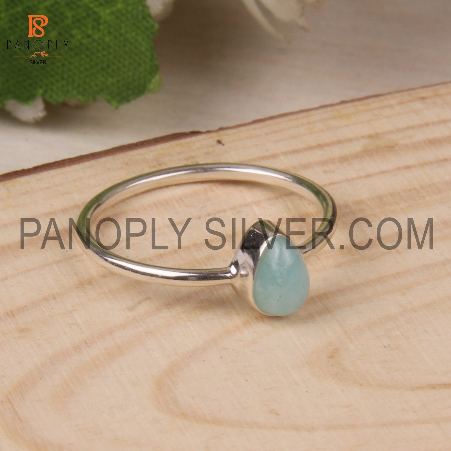Genuine Larimar 925 Quality Silver Pear Blue Rings