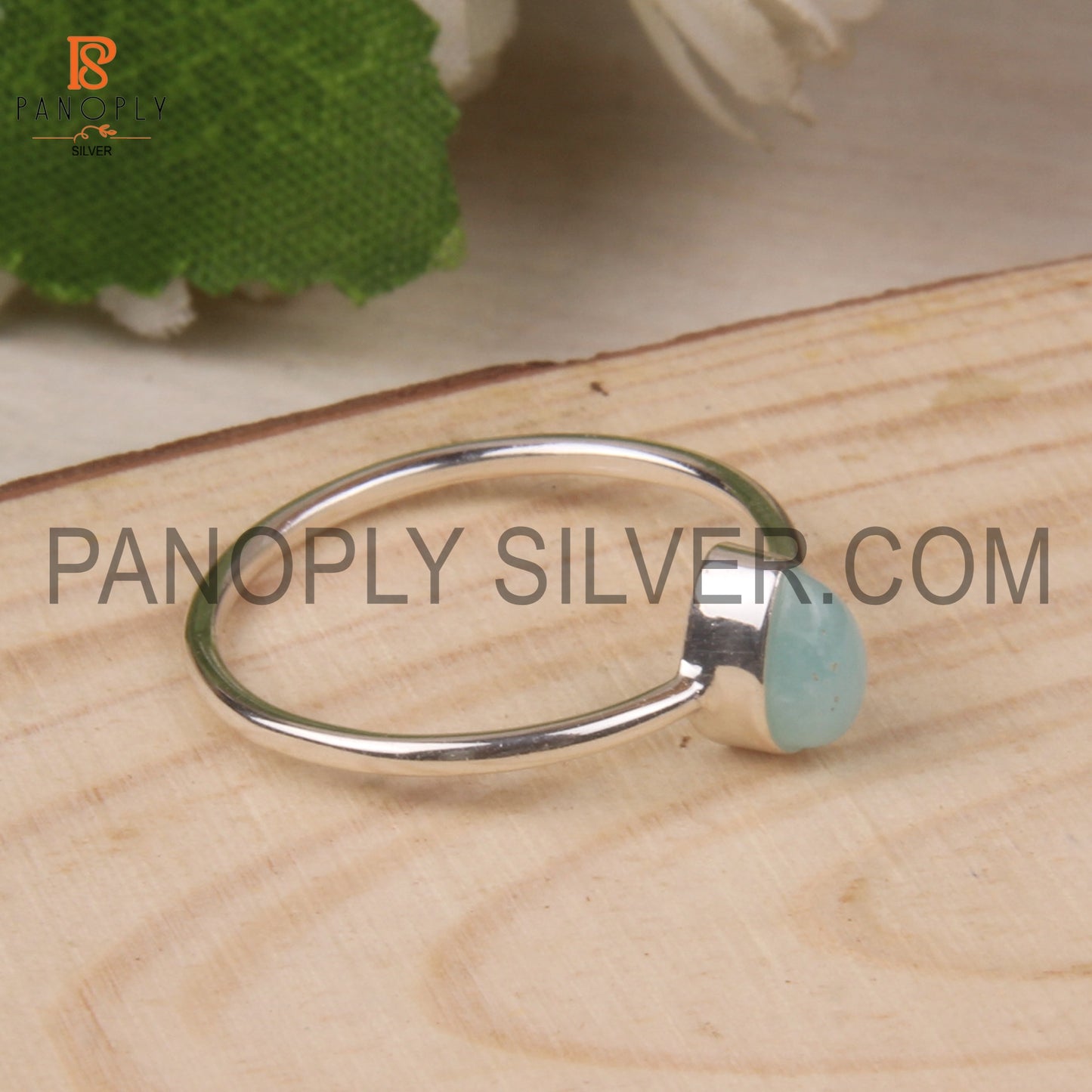 Genuine Larimar 925 Quality Silver Pear Blue Rings