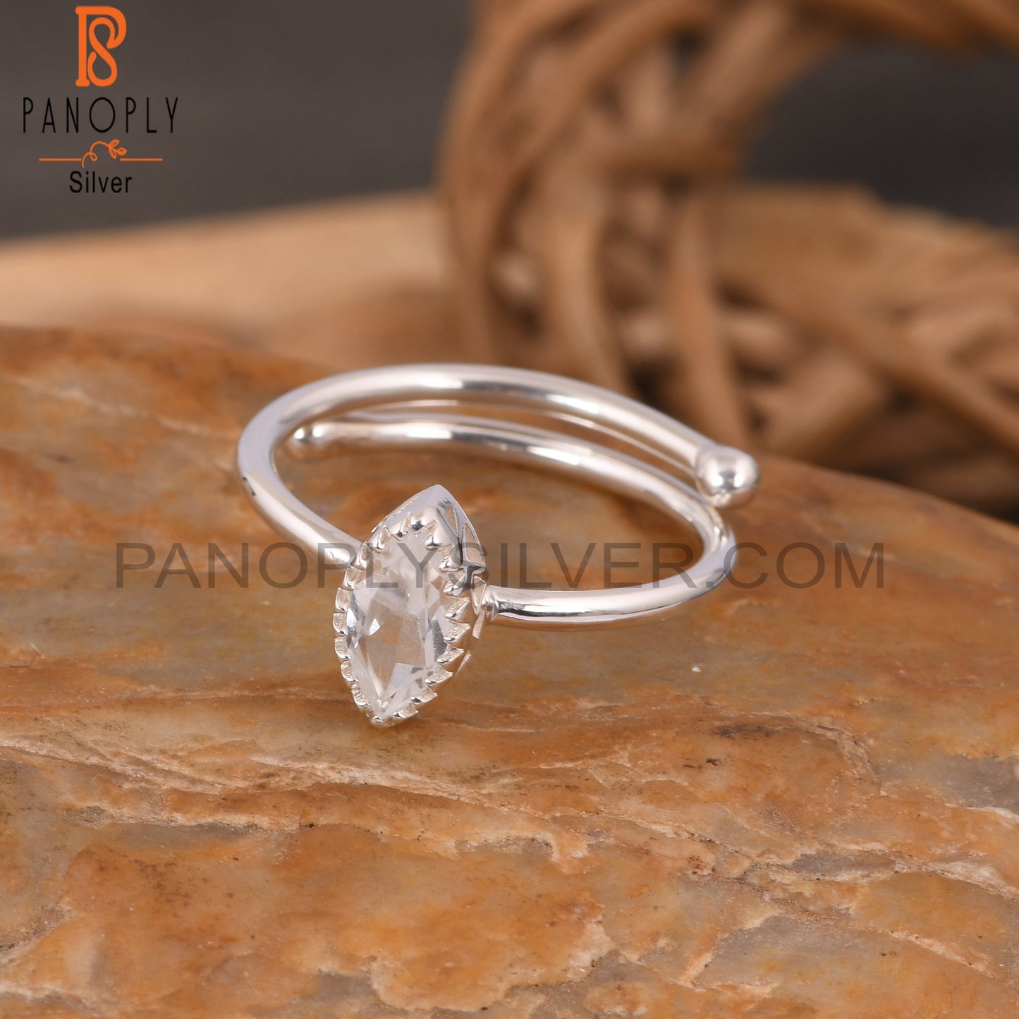 Crystal Quartz Marquise Shape 925 Sterling Silver Ring