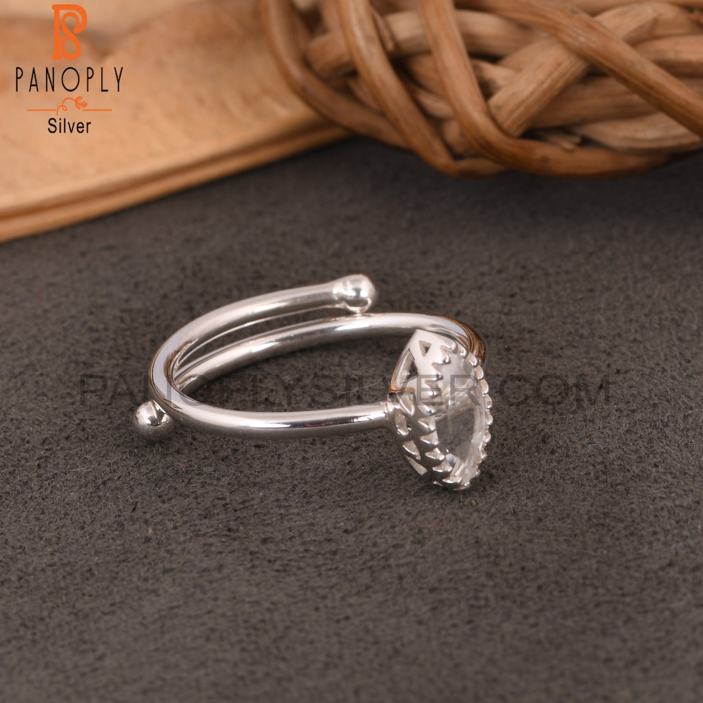Crystal Quartz Marquise Shape 925 Sterling Silver Ring