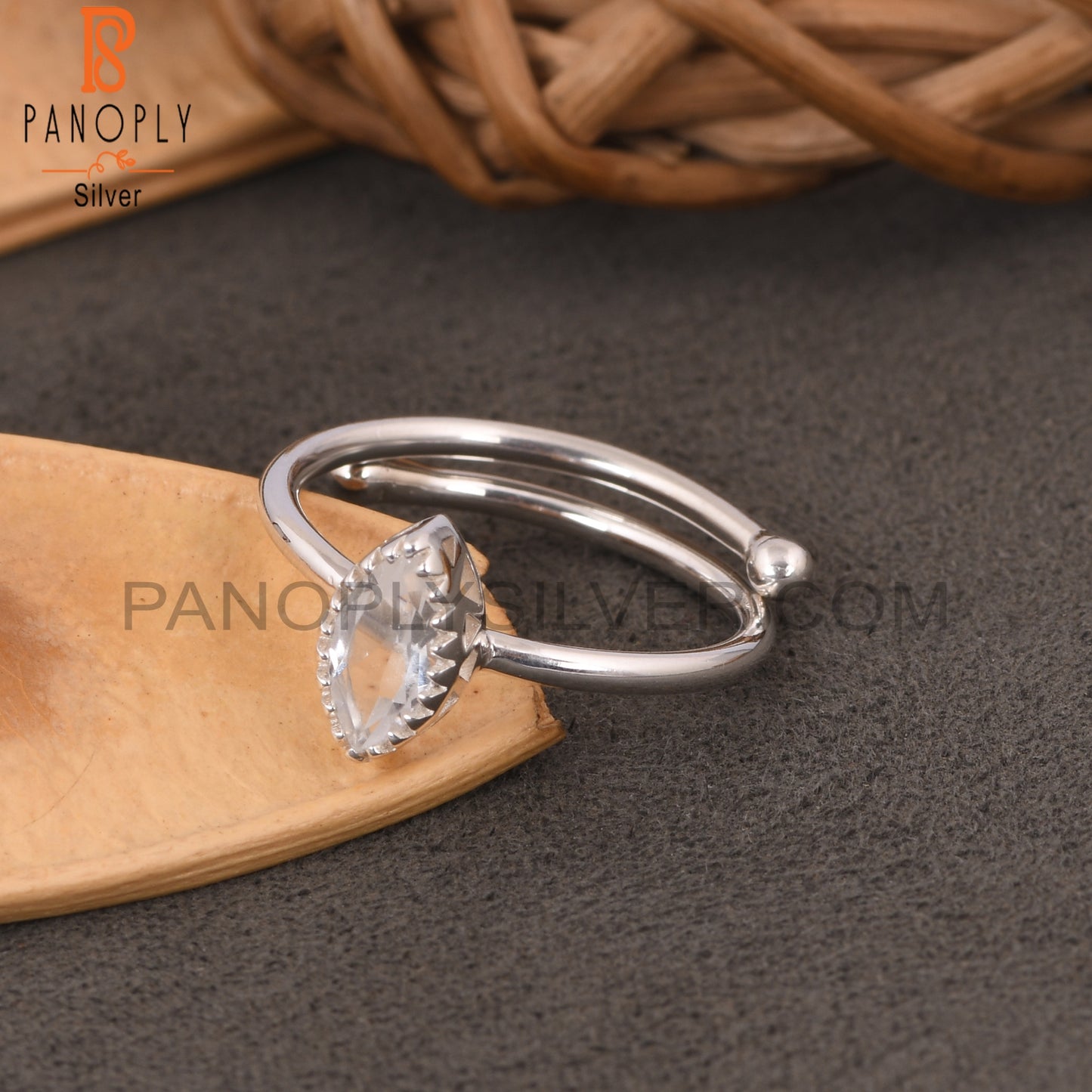 Crystal Quartz Marquise Shape 925 Sterling Silver Ring