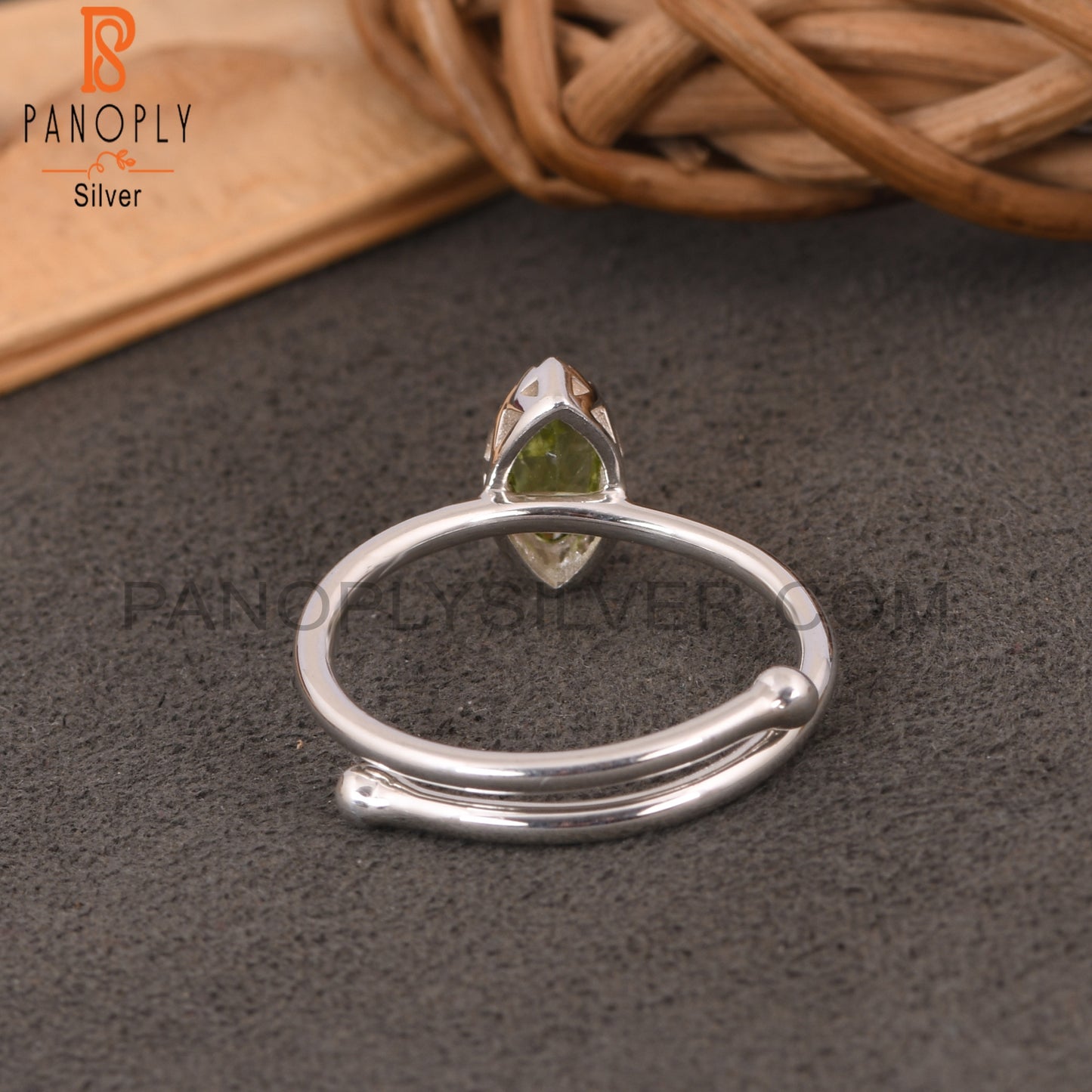 Peridot Marquise Shape 925 Sterling Silver Wedding Ring
