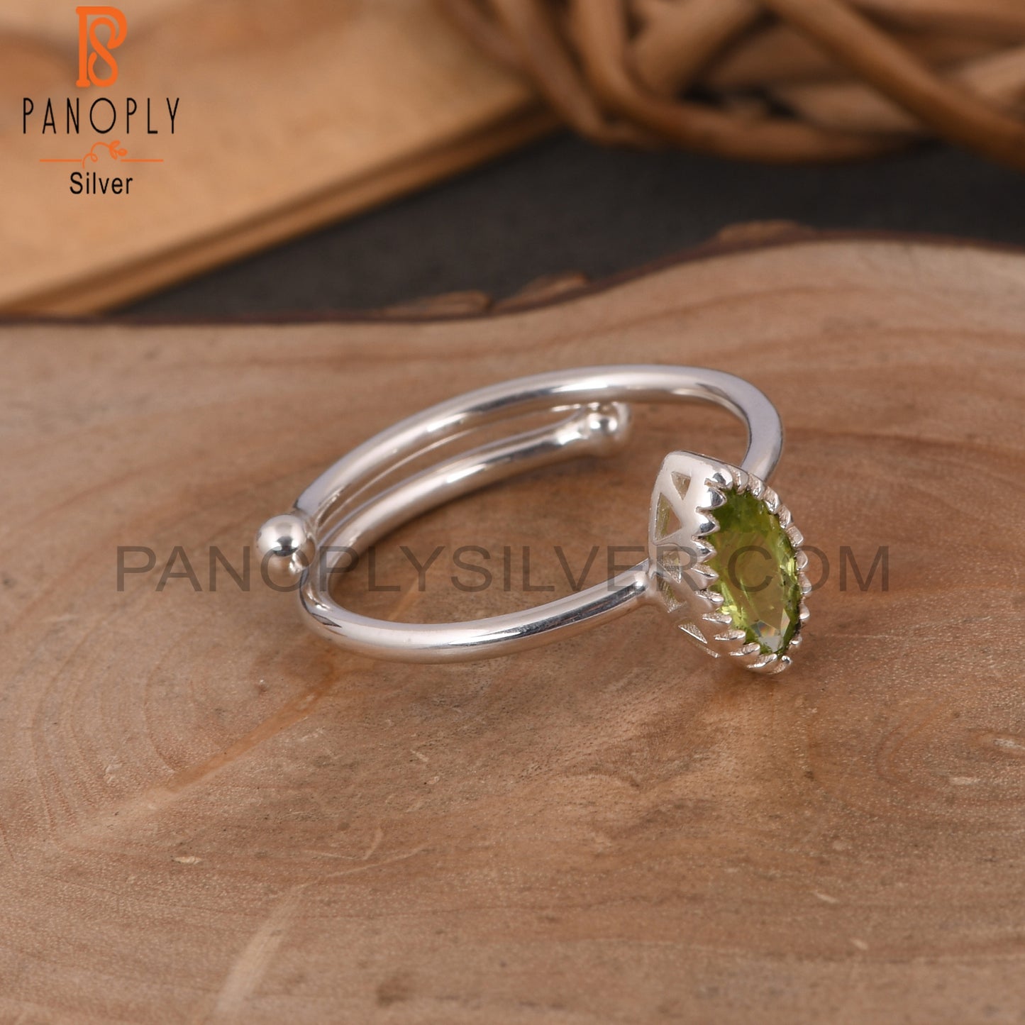 Peridot Marquise Shape 925 Sterling Silver Wedding Ring