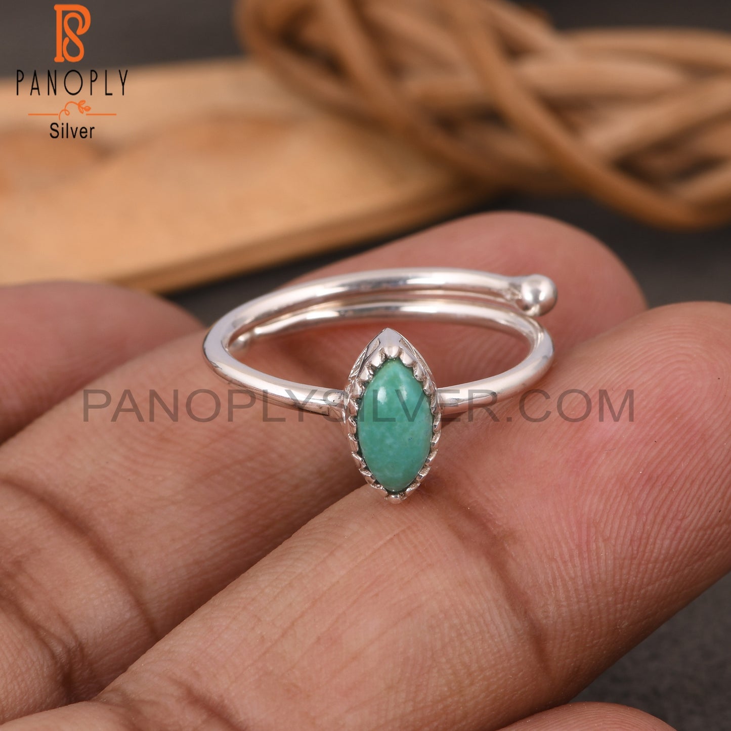 Arizona Turquoise Marquise 925 Silver Engagement Ring