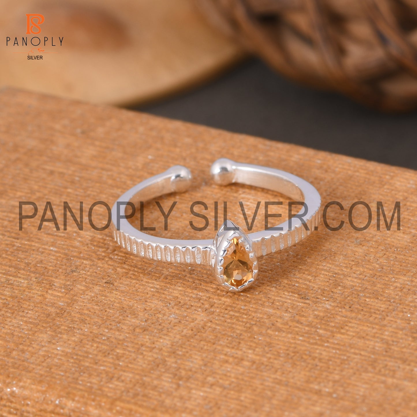 Citrine 925 Sterling Silver Openable Band Silver Rings