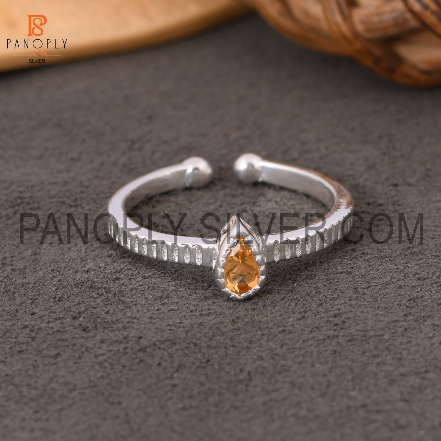 Citrine 925 Sterling Silver Openable Band Silver Rings