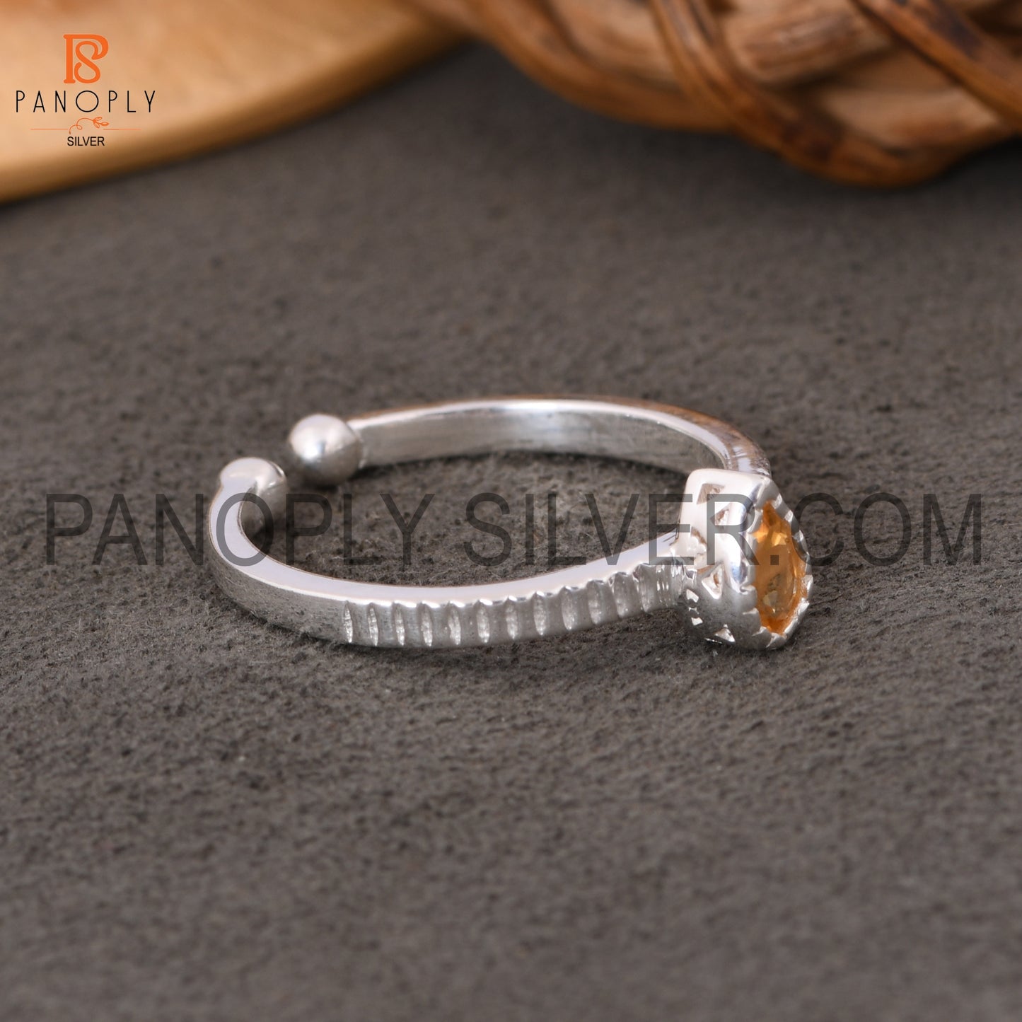 Citrine 925 Sterling Silver Openable Band Silver Rings