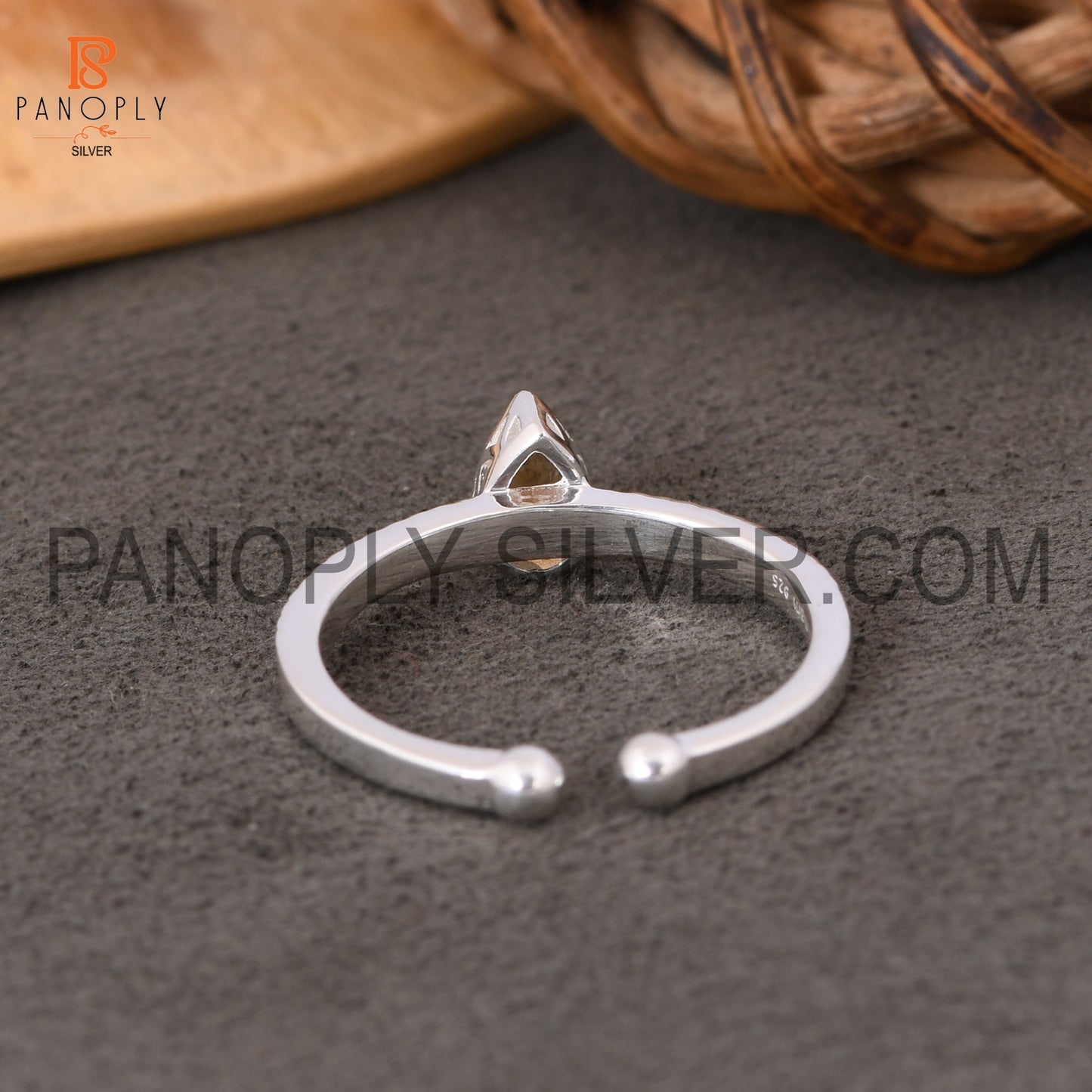 Citrine 925 Sterling Silver Openable Band Silver Rings