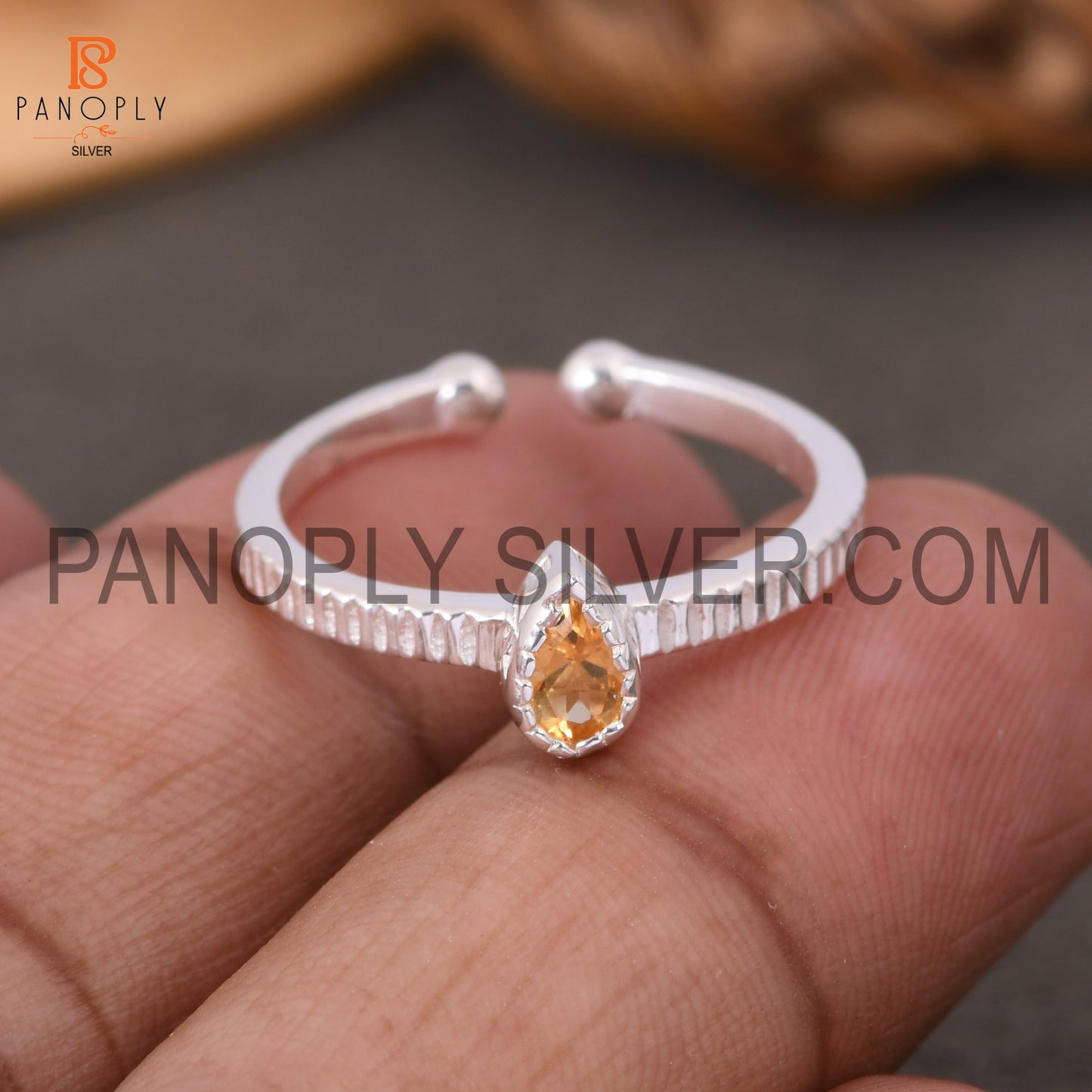 Citrine 925 Sterling Silver Openable Band Silver Rings