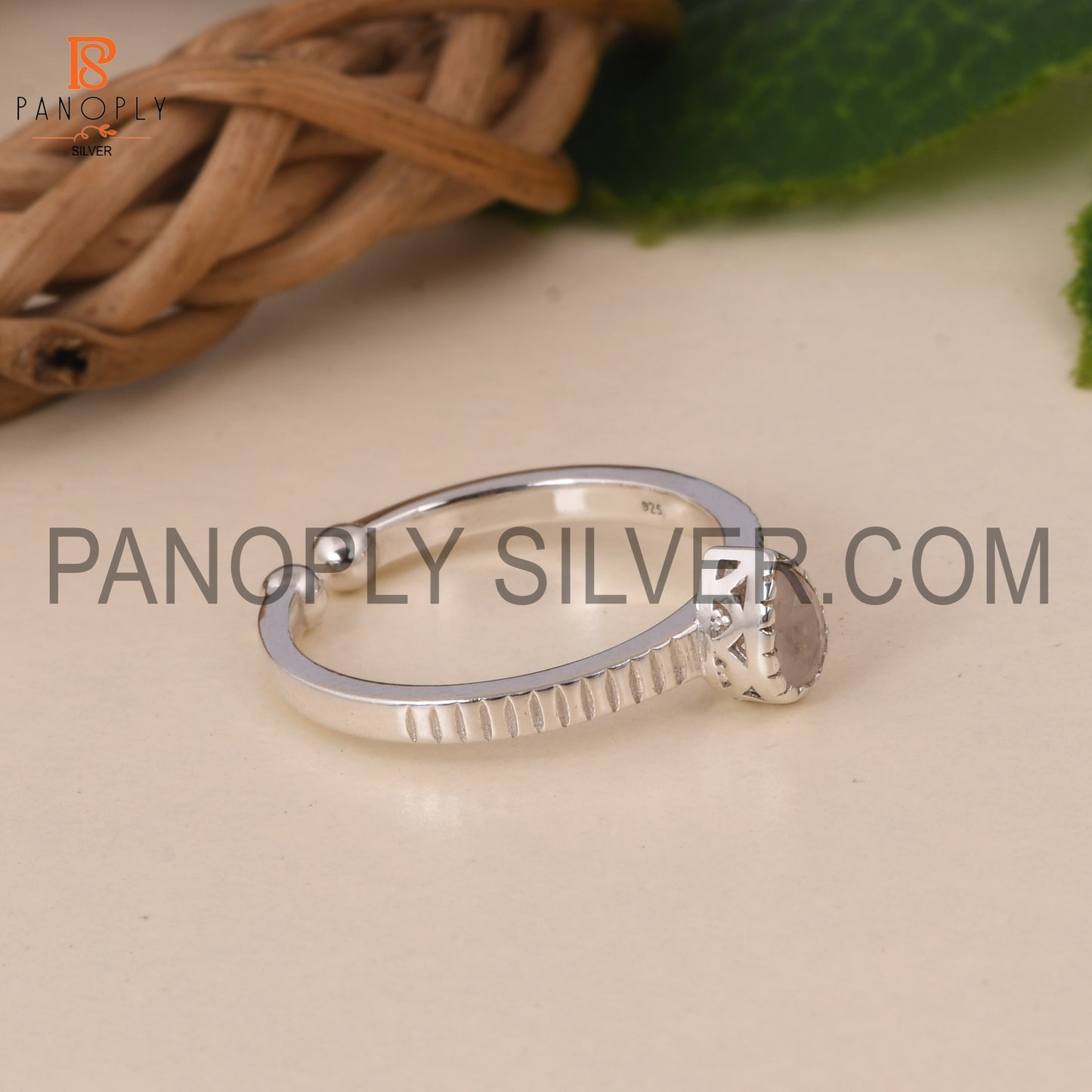 Rose Quartz 925 Quality Openable Pink Stone Silver Rings