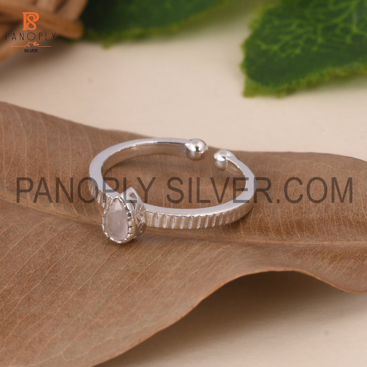 Rose Quartz 925 Quality Openable Pink Stone Silver Rings