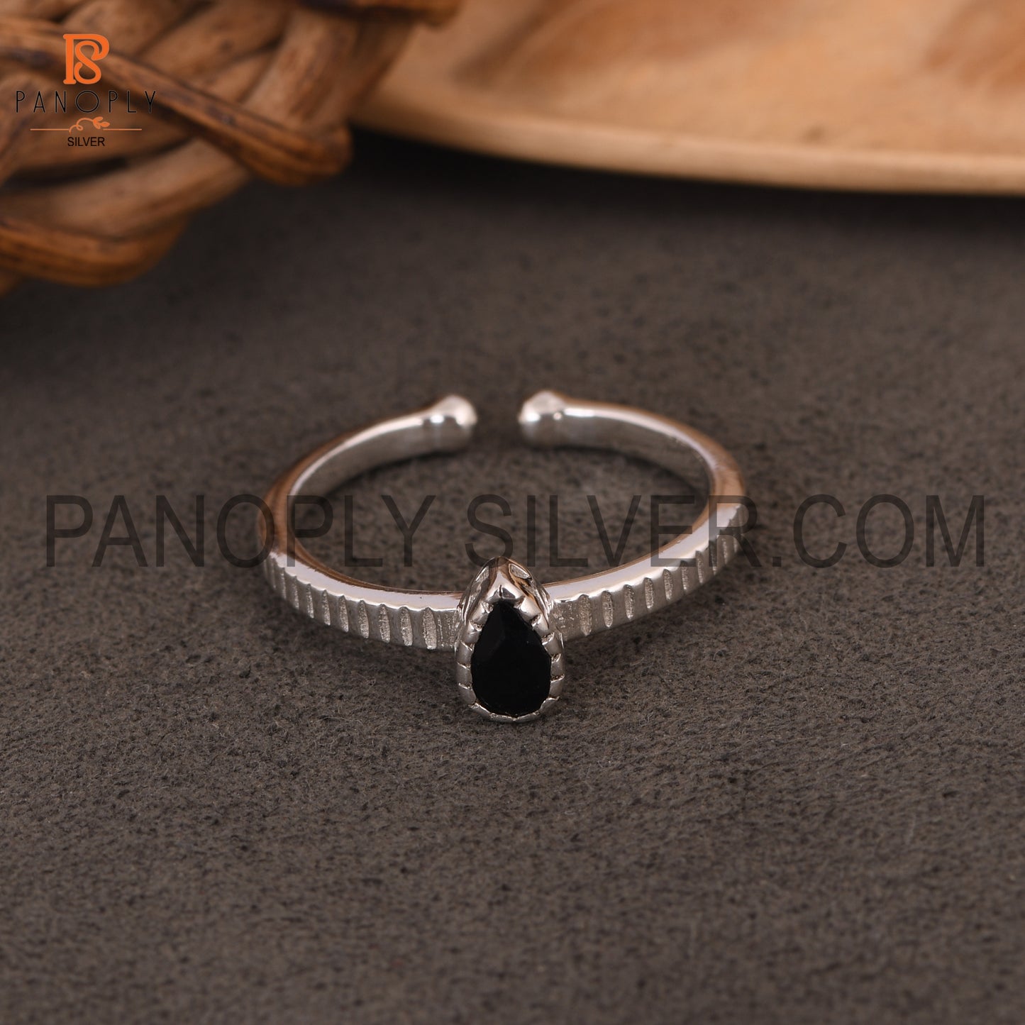 Black Onyx 925 Quality Openable Rings