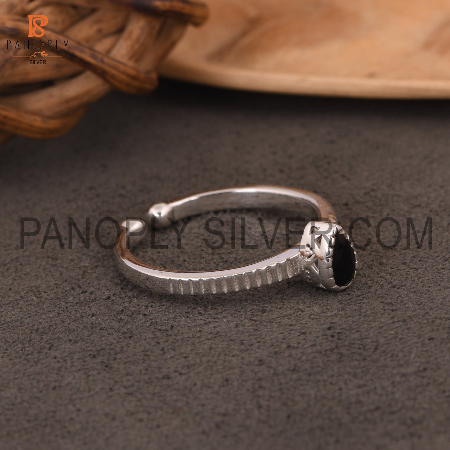 Black Onyx 925 Quality Openable Rings