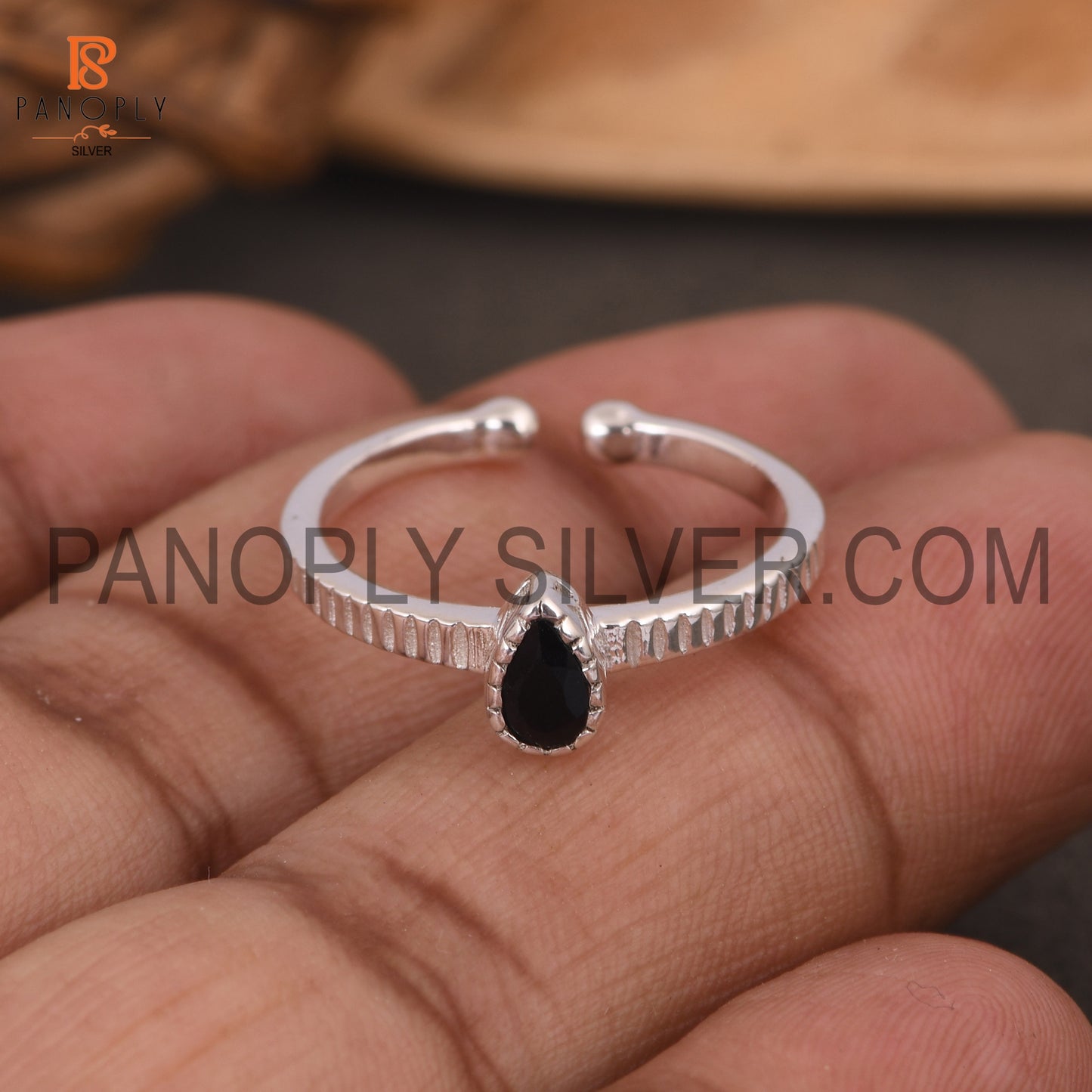 Black Onyx 925 Quality Openable Rings