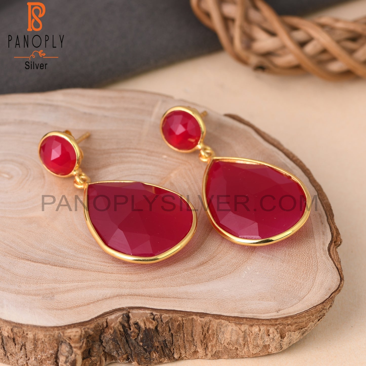 18K Gold 925 Sterling Silver Briolette Cut Earrings