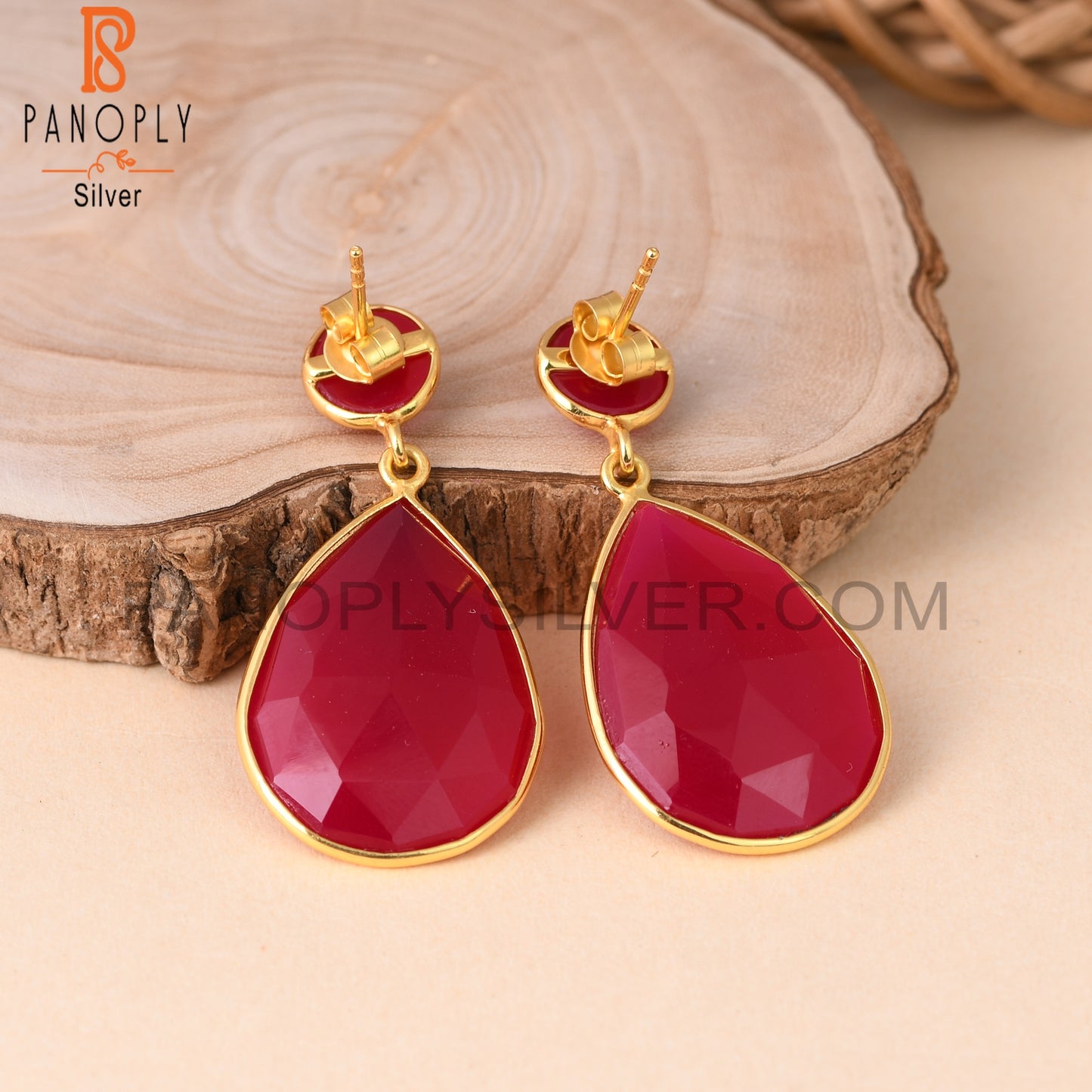 18K Gold 925 Sterling Silver Briolette Cut Earrings