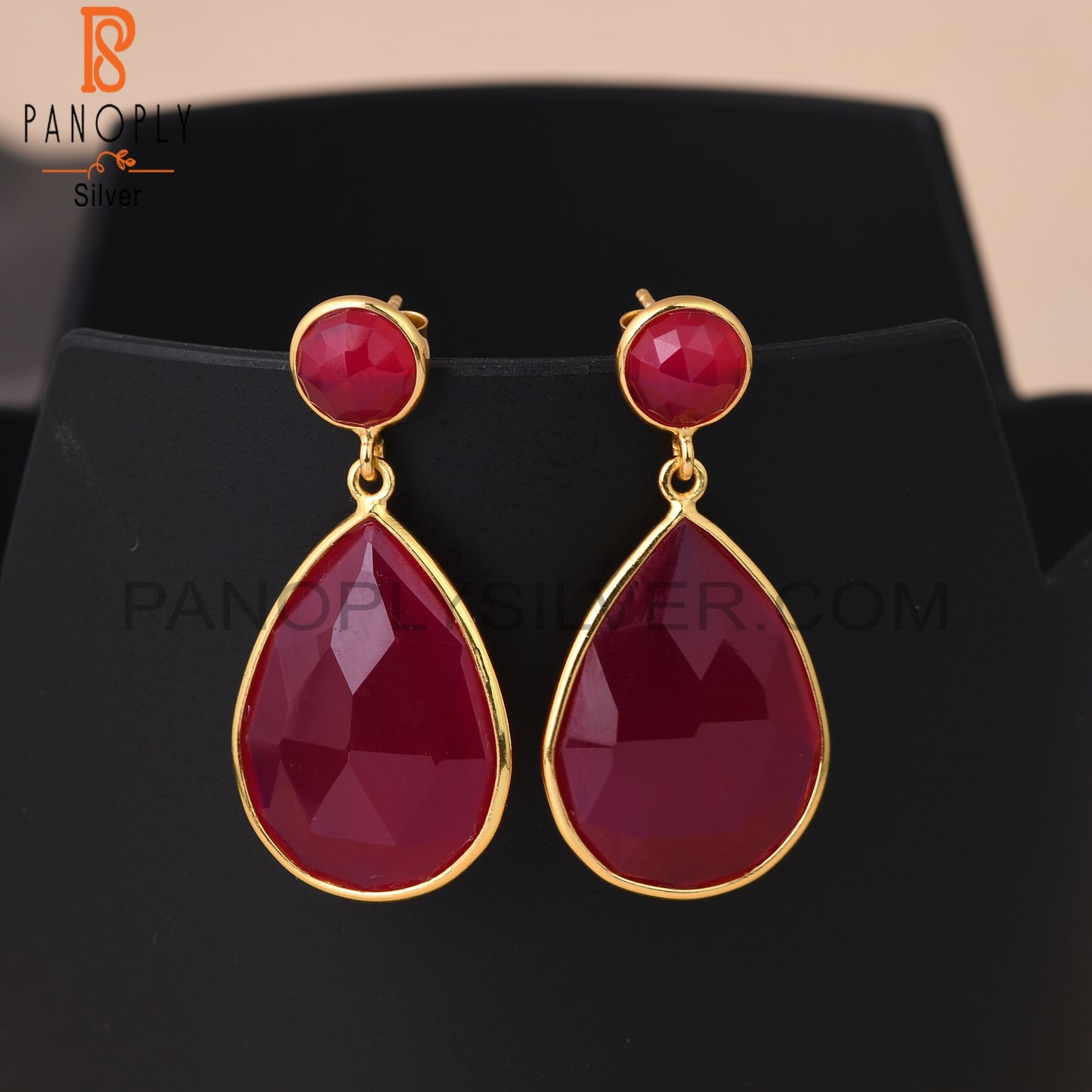 18K Gold 925 Sterling Silver Briolette Cut Earrings