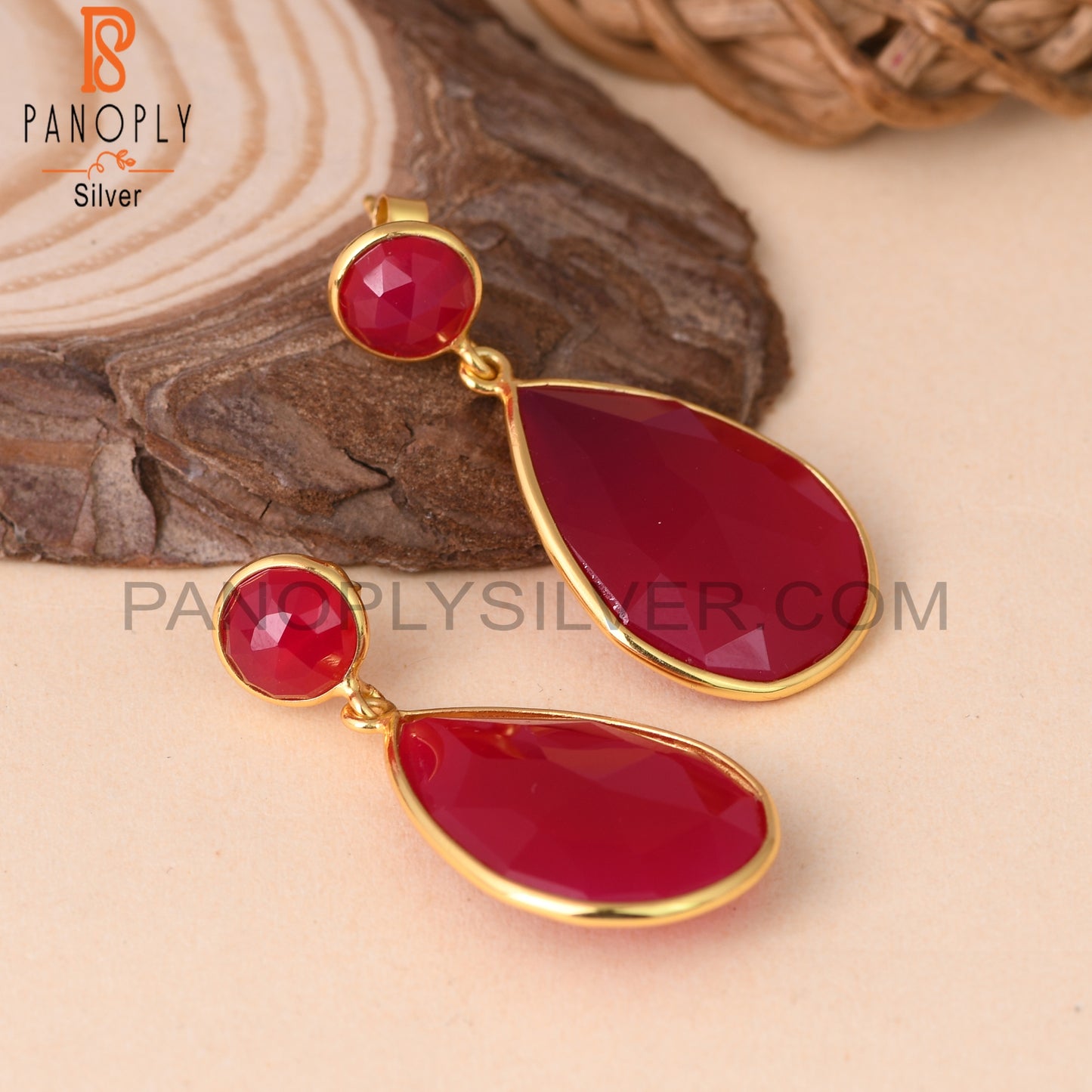 18K Gold 925 Sterling Silver Briolette Cut Earrings