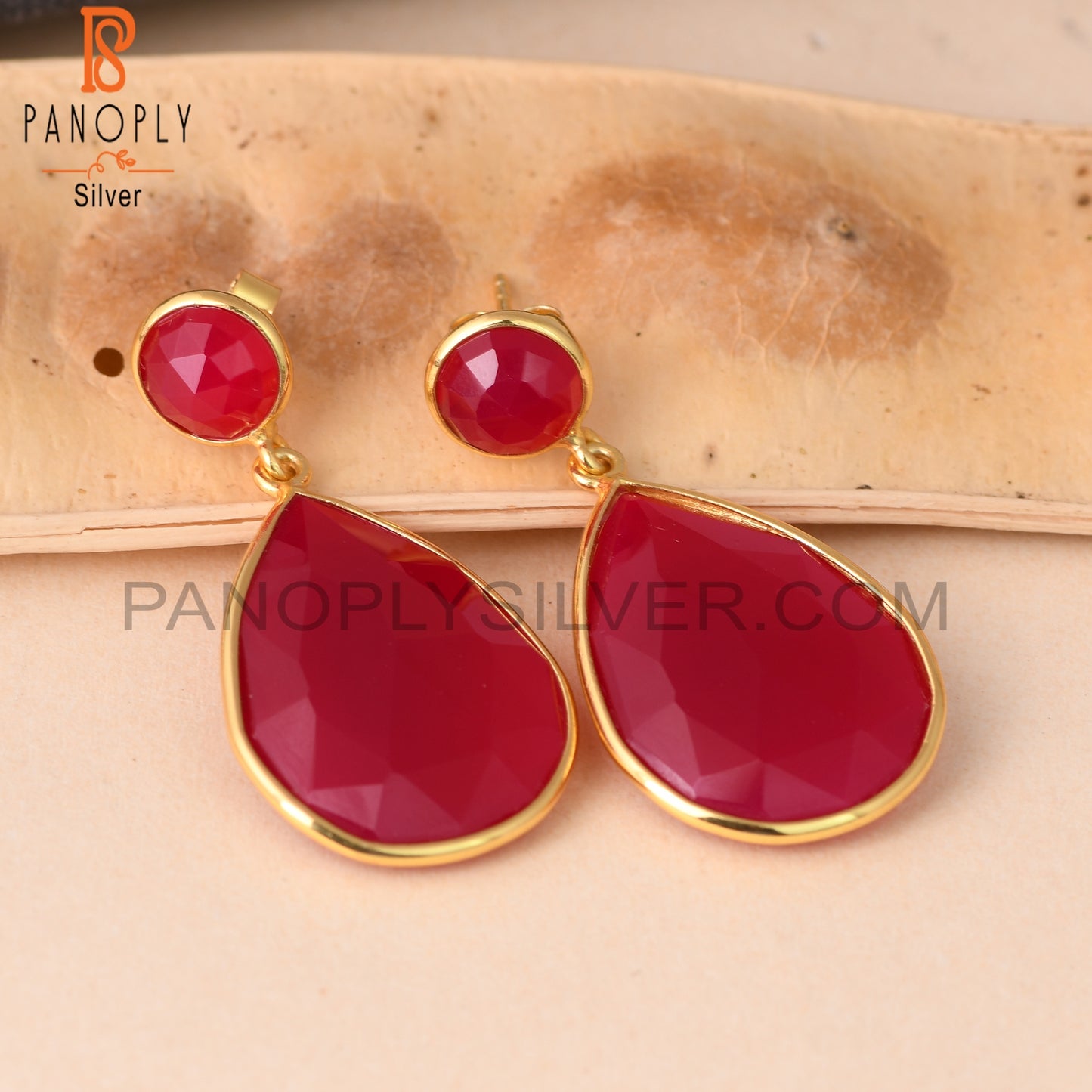 18K Gold 925 Sterling Silver Briolette Cut Earrings