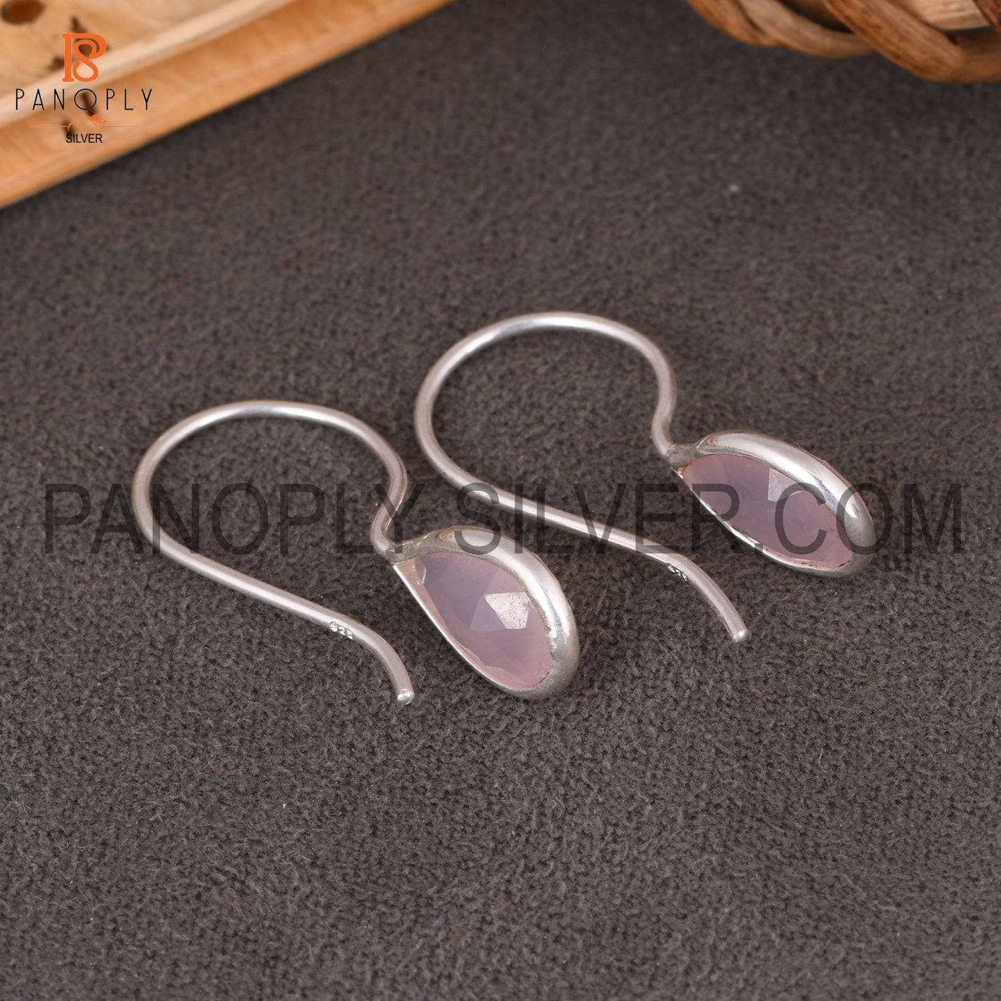 Rose Chalcedony Briolette Cut Pink Stone Earrings