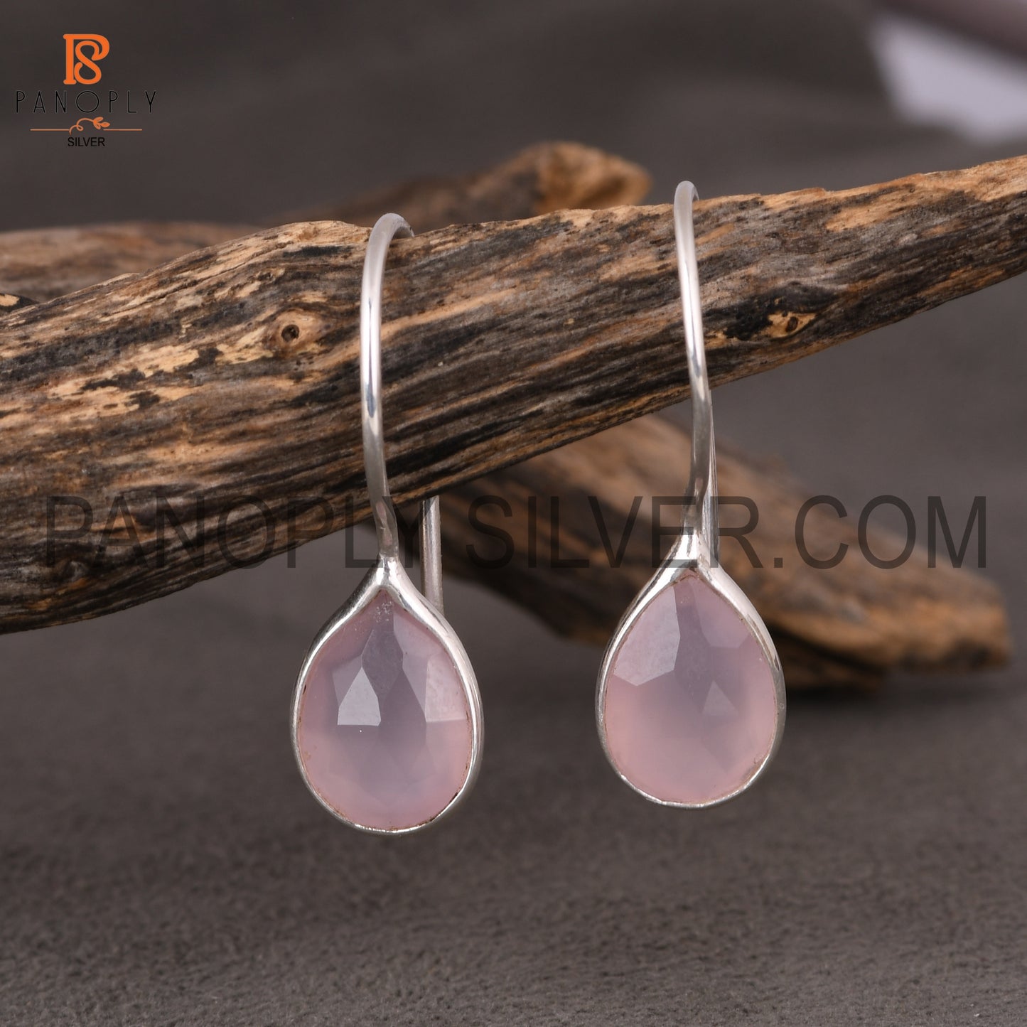 Rose Chalcedony Briolette Cut Pink Stone Earrings