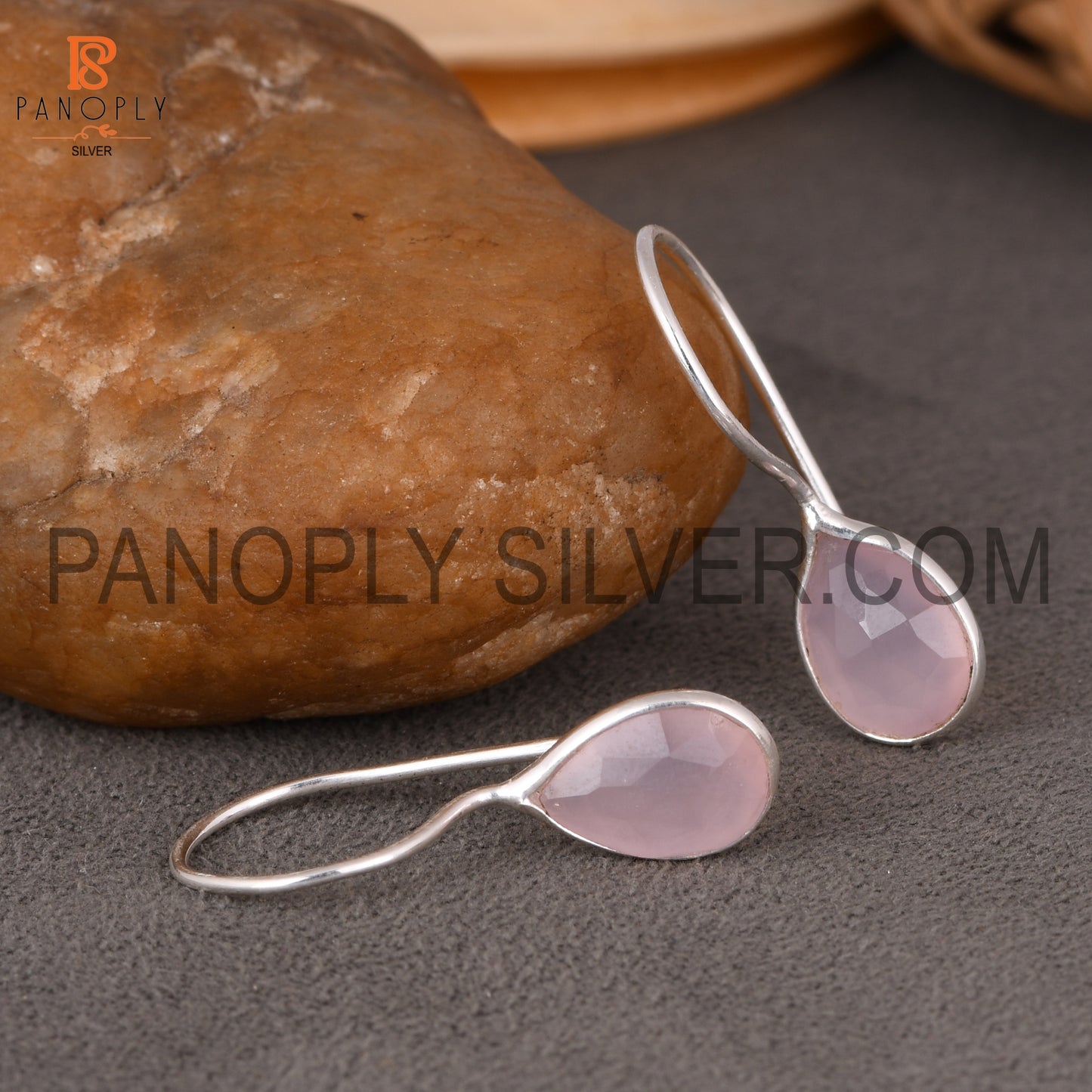Rose Chalcedony Briolette Cut Pink Stone Earrings
