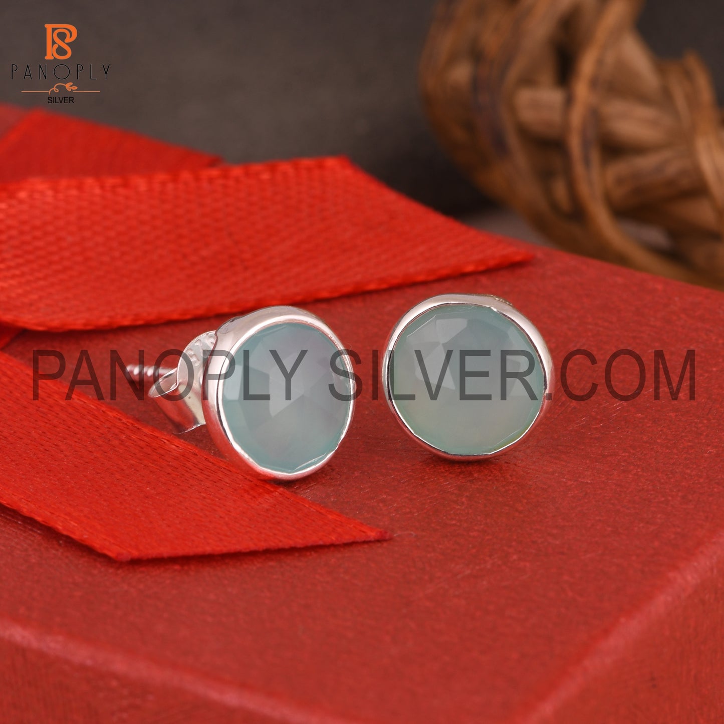 Aqua Chalcedony 925 Silver Comfortable Cute Earrings