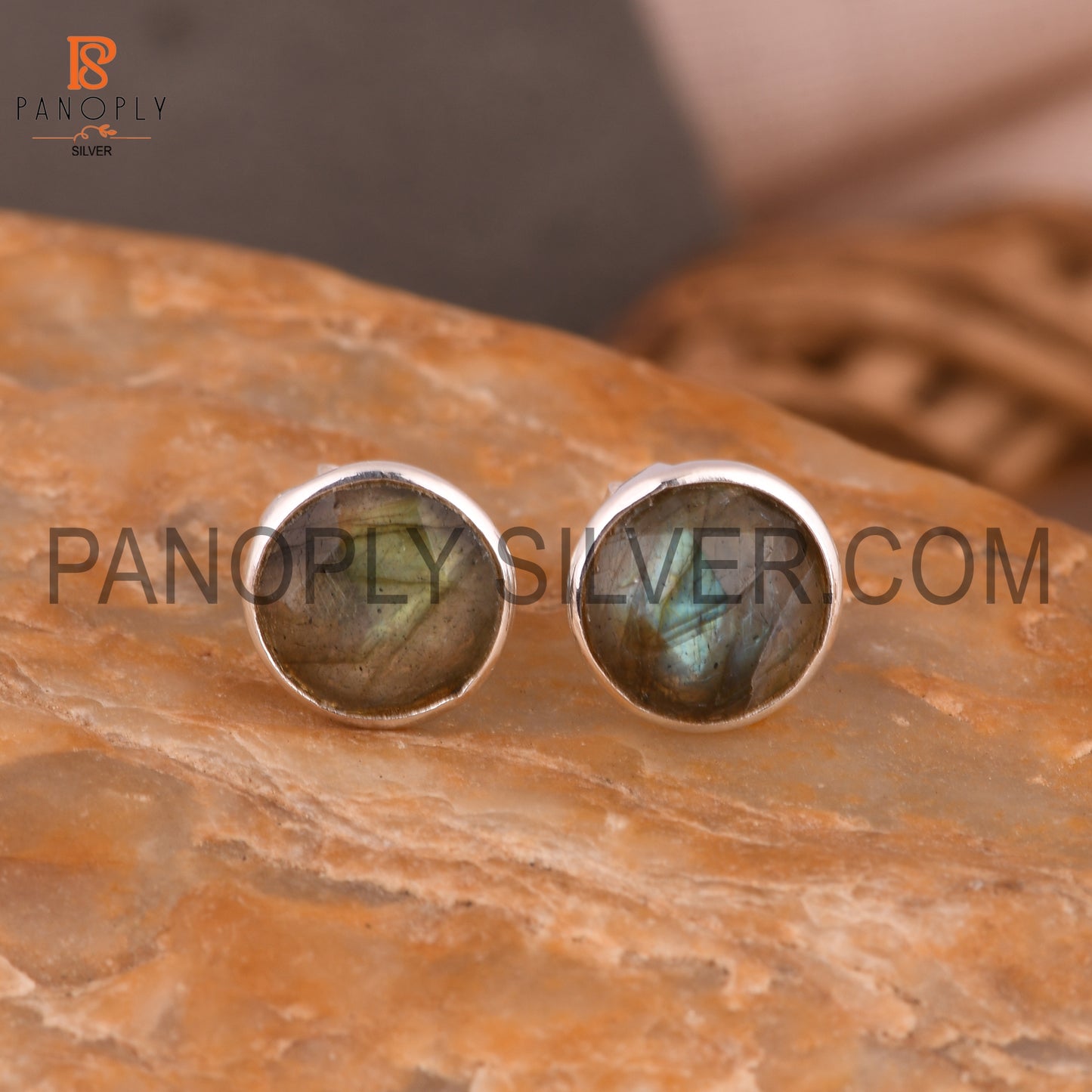 Labradorite 925 Sterling Silver Gray Gem Earrings