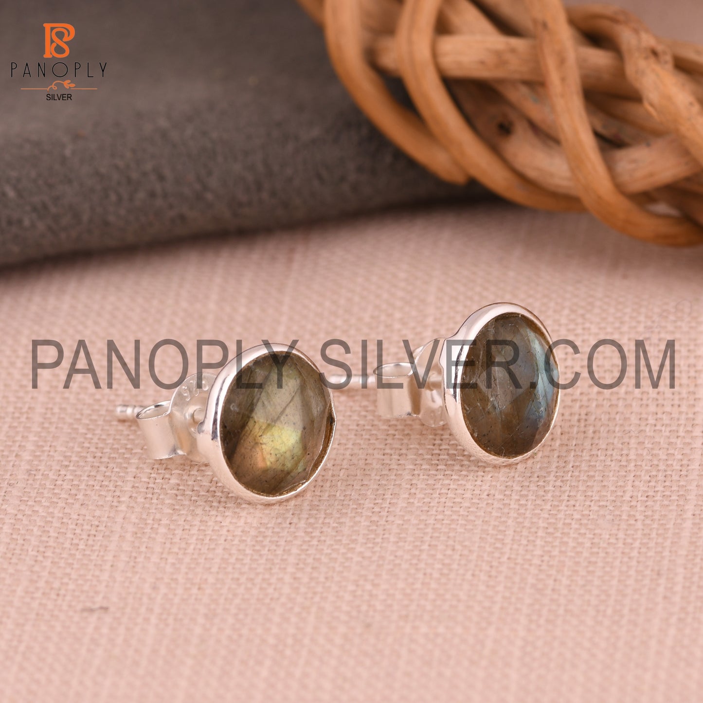 Labradorite 925 Sterling Silver Gray Gem Earrings