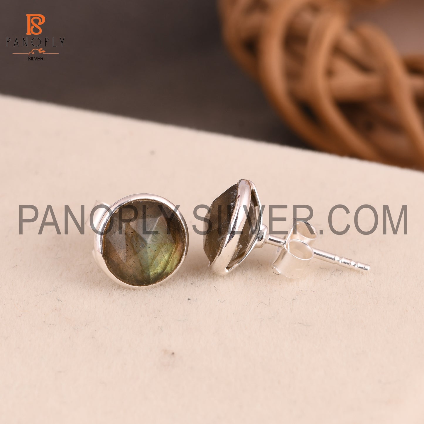 Labradorite 925 Sterling Silver Gray Gem Earrings