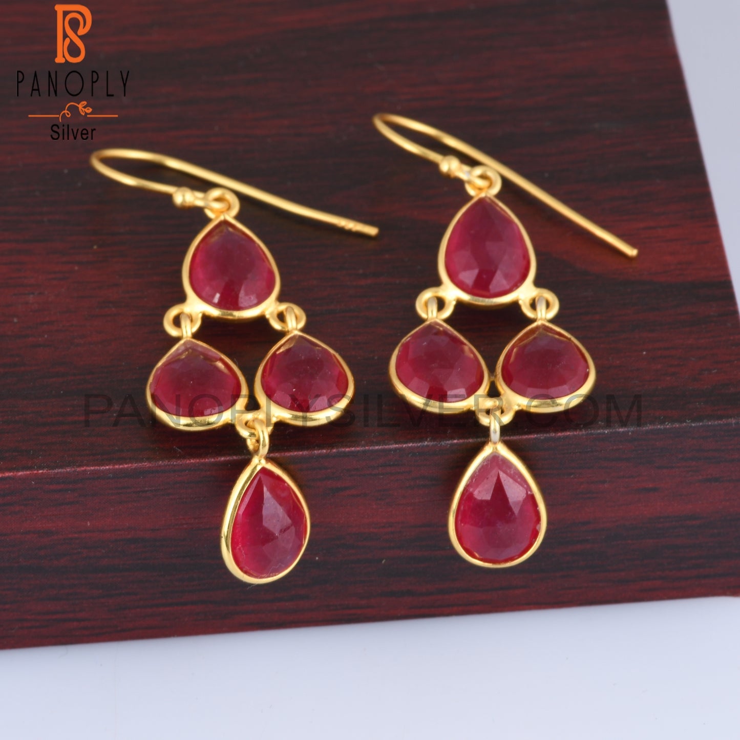 Aventurine Natural Red Quartz Gold Plating Earrings