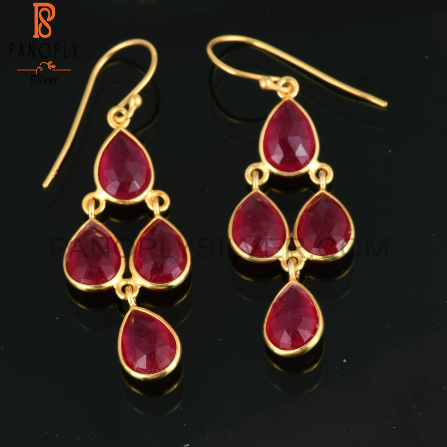 Aventurine Natural Red Quartz Gold Plating Earrings