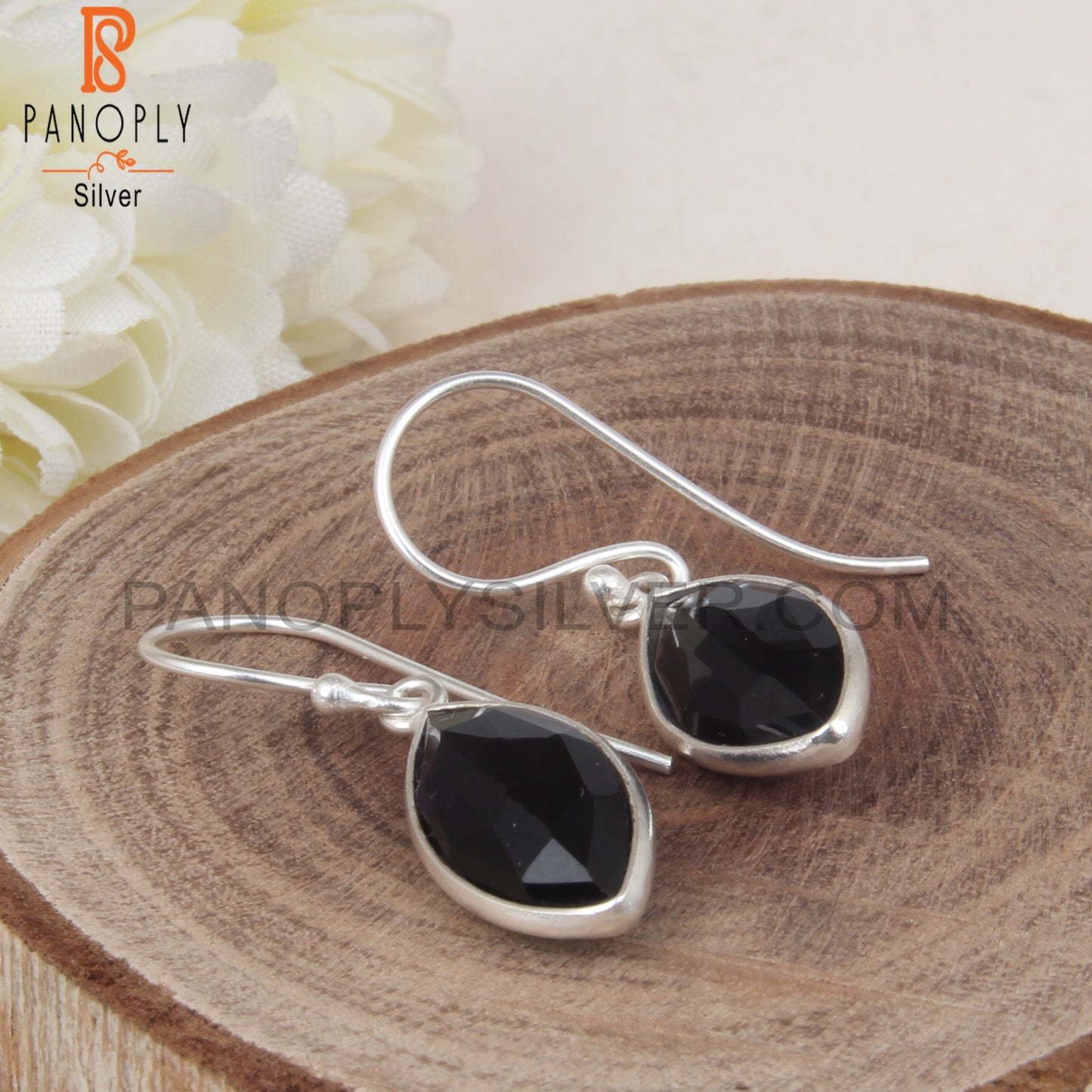 Briolette Cut 925 Silver Corundum Blue Cultured Earrings