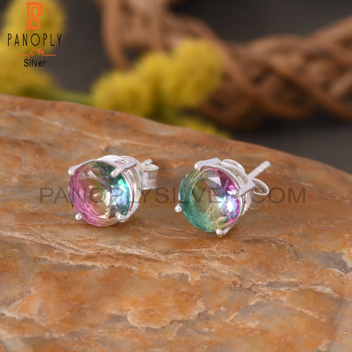 Bio Mystic Doublet Quartz Unique Cute Tiny Stud Earrings