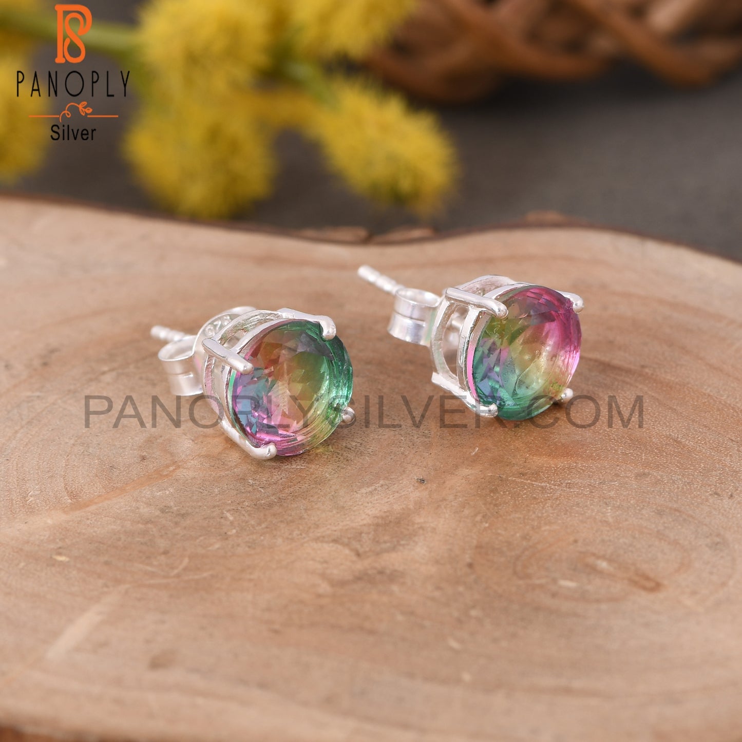 Bio Mystic Doublet Quartz Unique Cute Tiny Stud Earrings