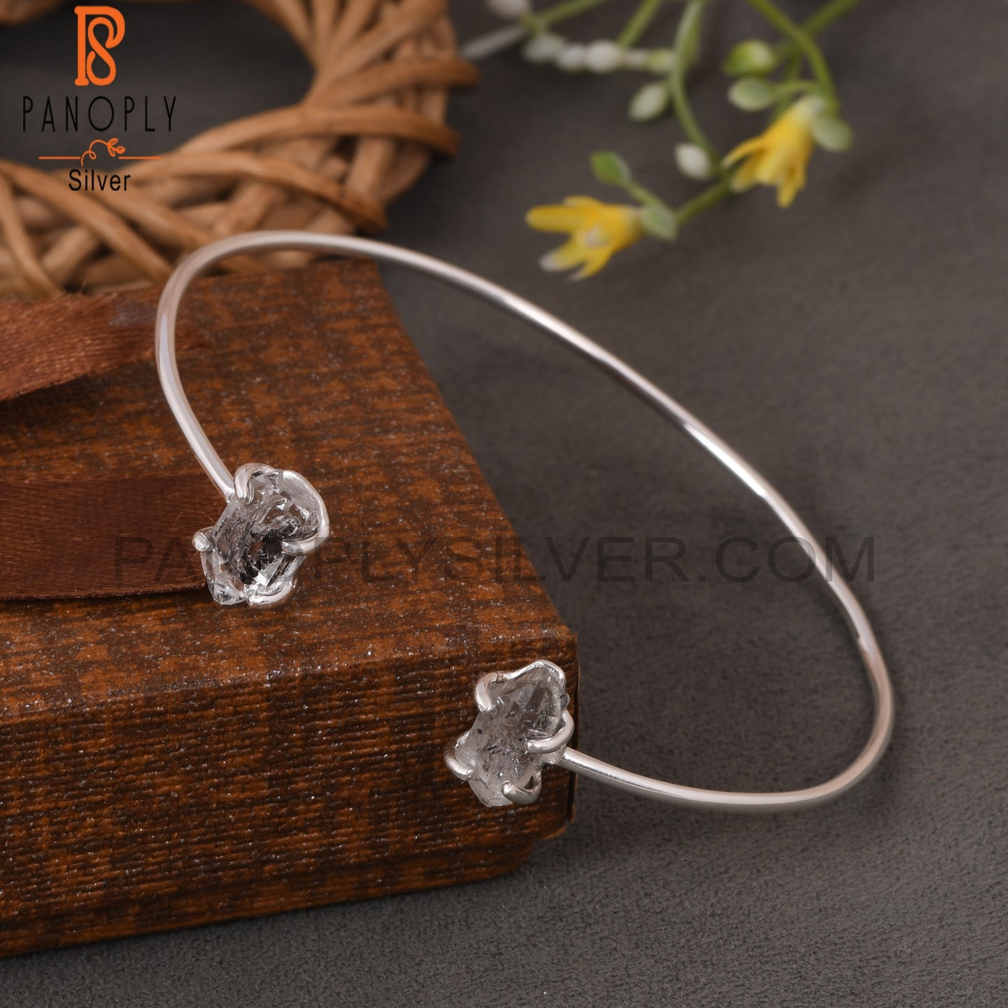Herkimer Diamond 925 Quality Openable Bangles