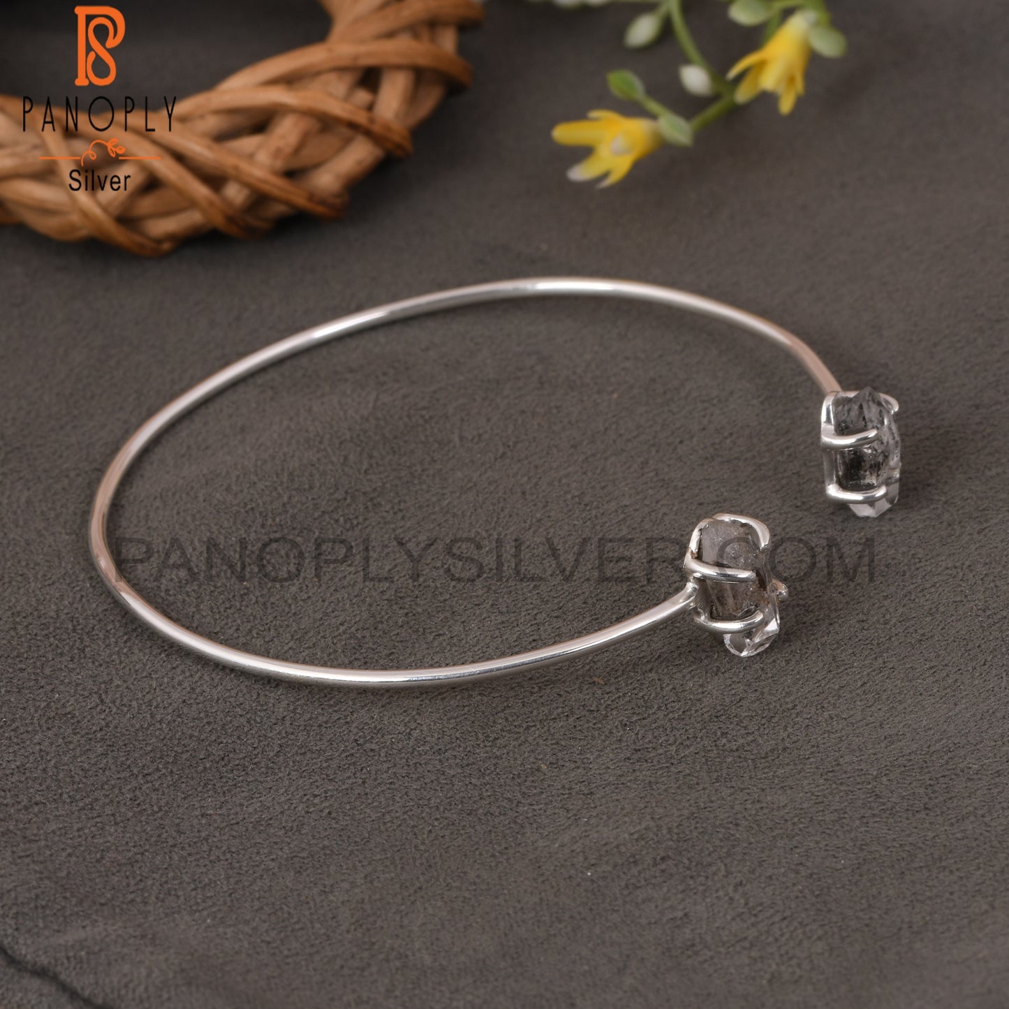 Herkimer Diamond 925 Quality Openable Bangles
