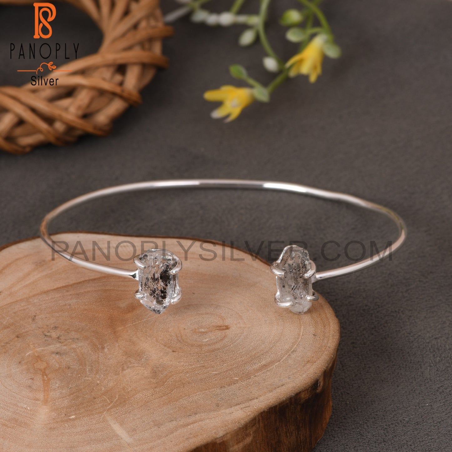 Herkimer Diamond 925 Quality Openable Bangles