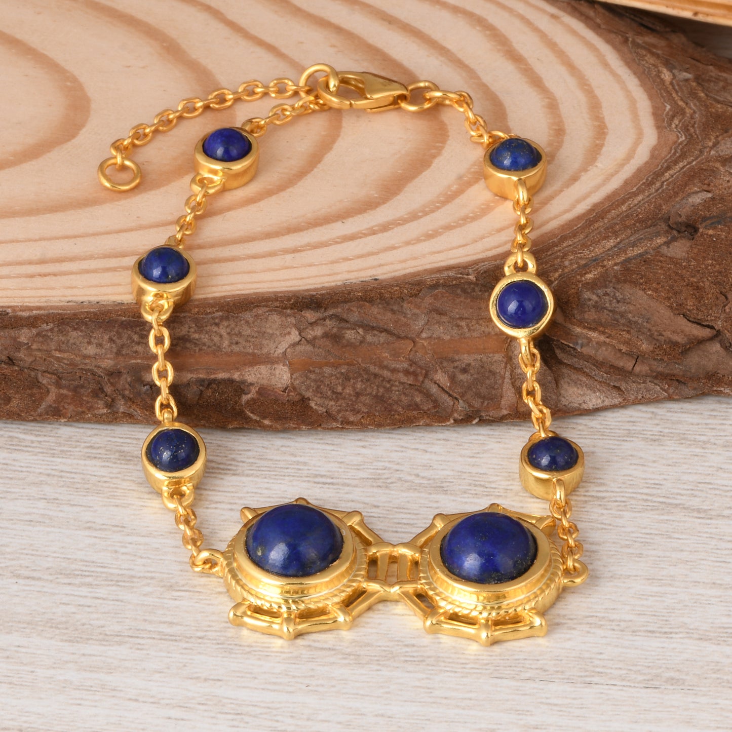 Lapis Round 925 Sterling Silver Bracelet