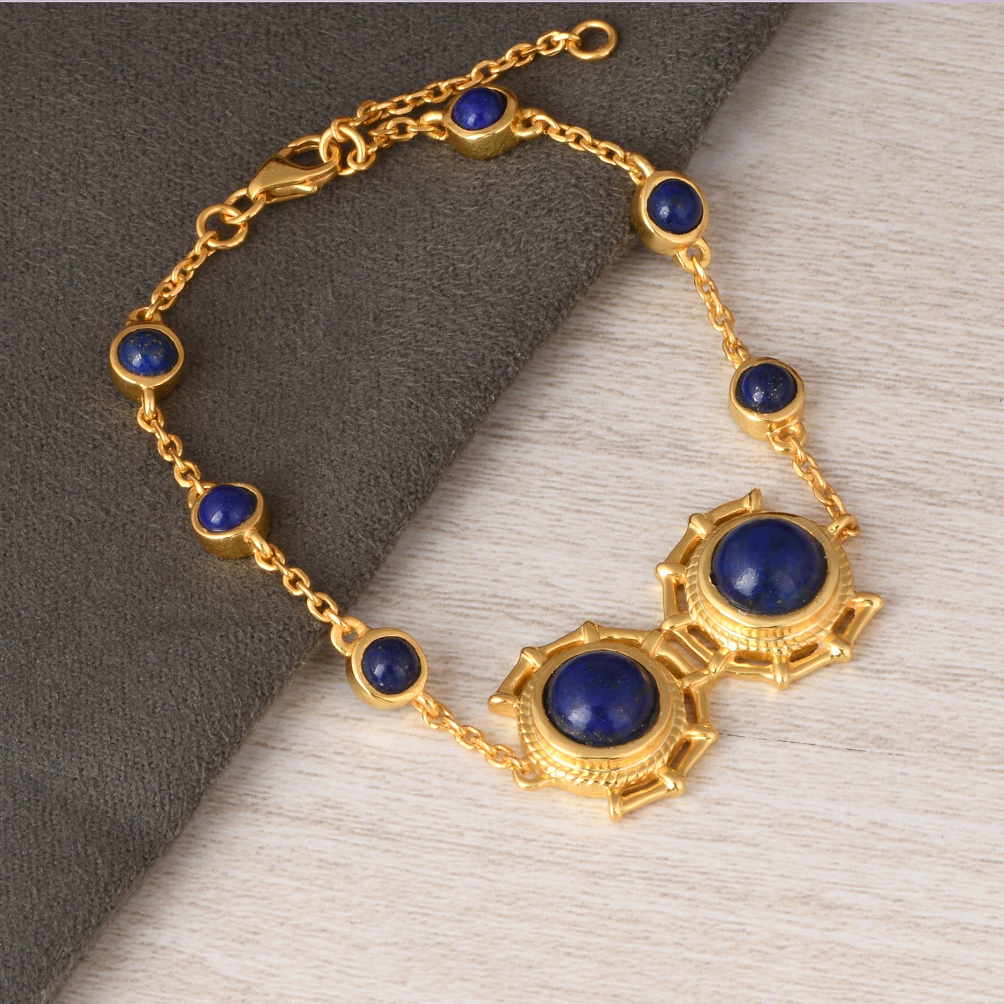 Lapis Round 925 Sterling Silver Bracelet
