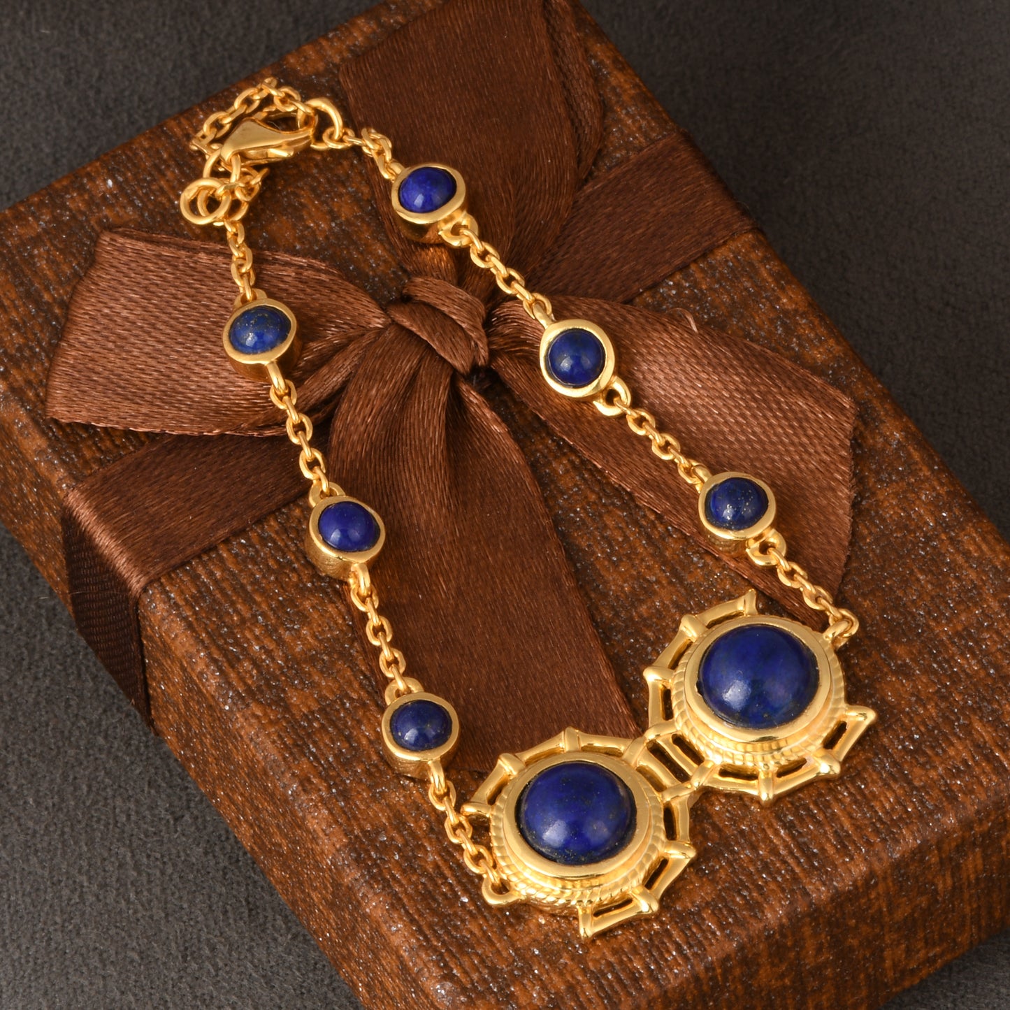 Lapis Round 925 Sterling Silver Bracelet