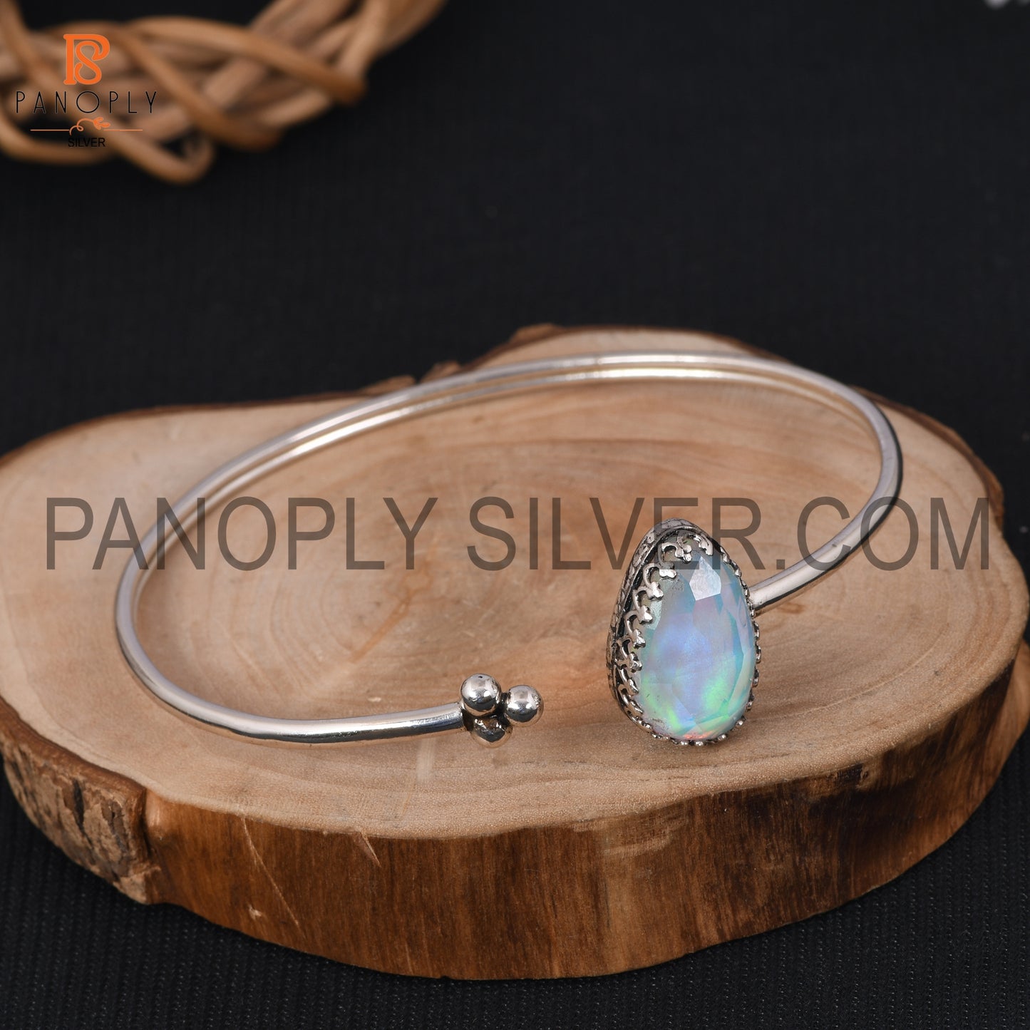Unshape Aurora Opal White Gems Openable Cuff Bangle