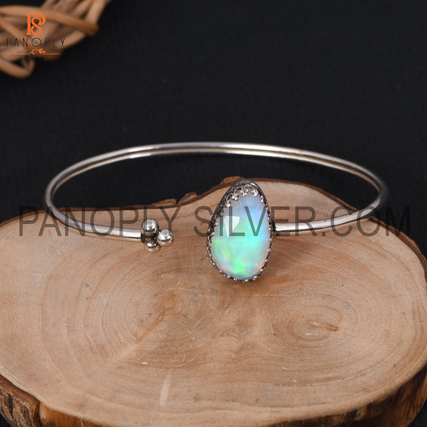 Unshape Aurora Opal White Gems Openable Cuff Bangle
