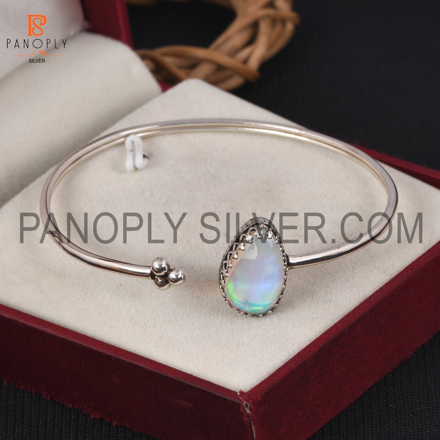 Unshape Aurora Opal White Gems Openable Cuff Bangle
