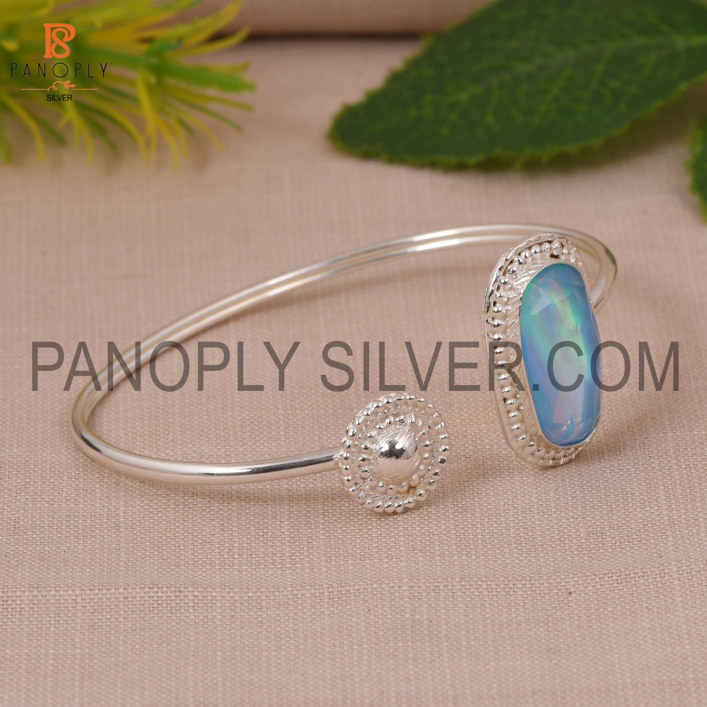 Beautiful Unshape Aurora Opal Sky Cuff Bangle For Girls