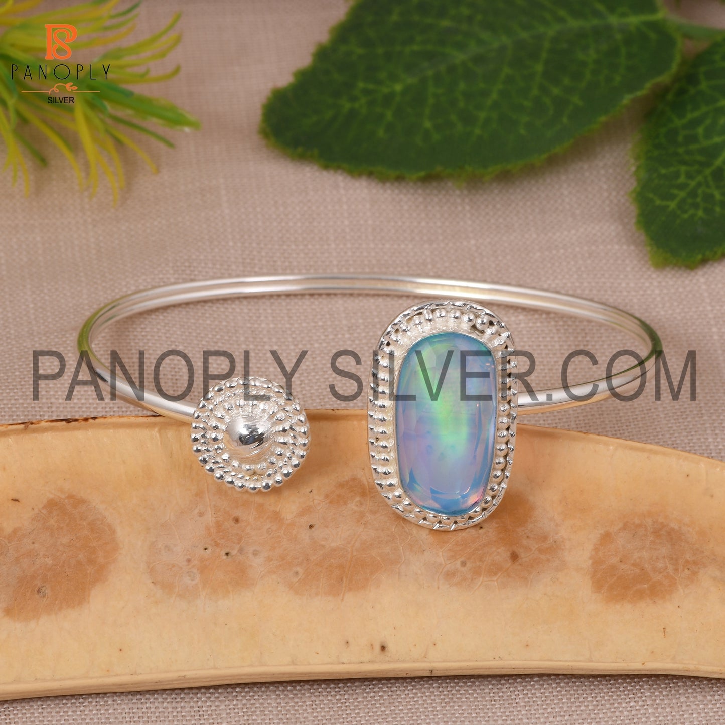 Beautiful Unshape Aurora Opal Sky Cuff Bangle For Girls
