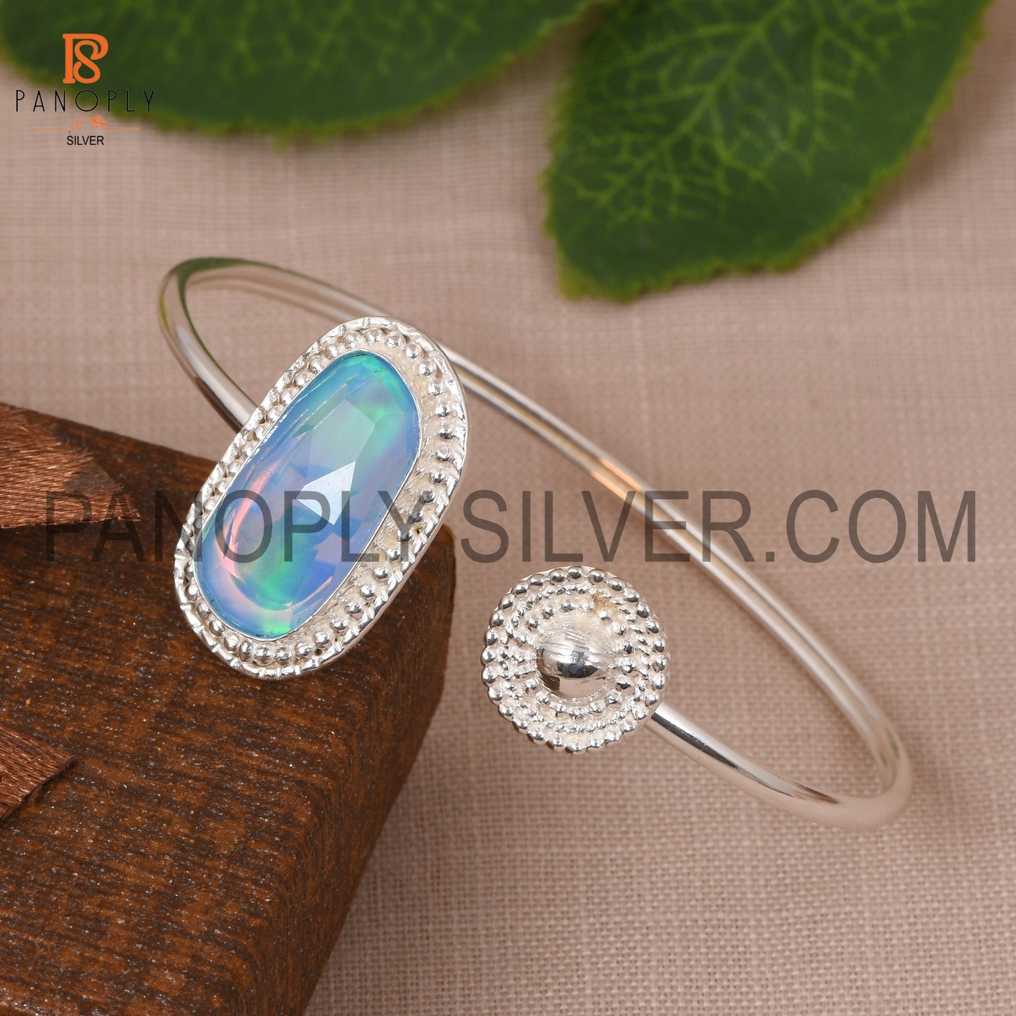 Beautiful Unshape Aurora Opal Sky Cuff Bangle For Girls