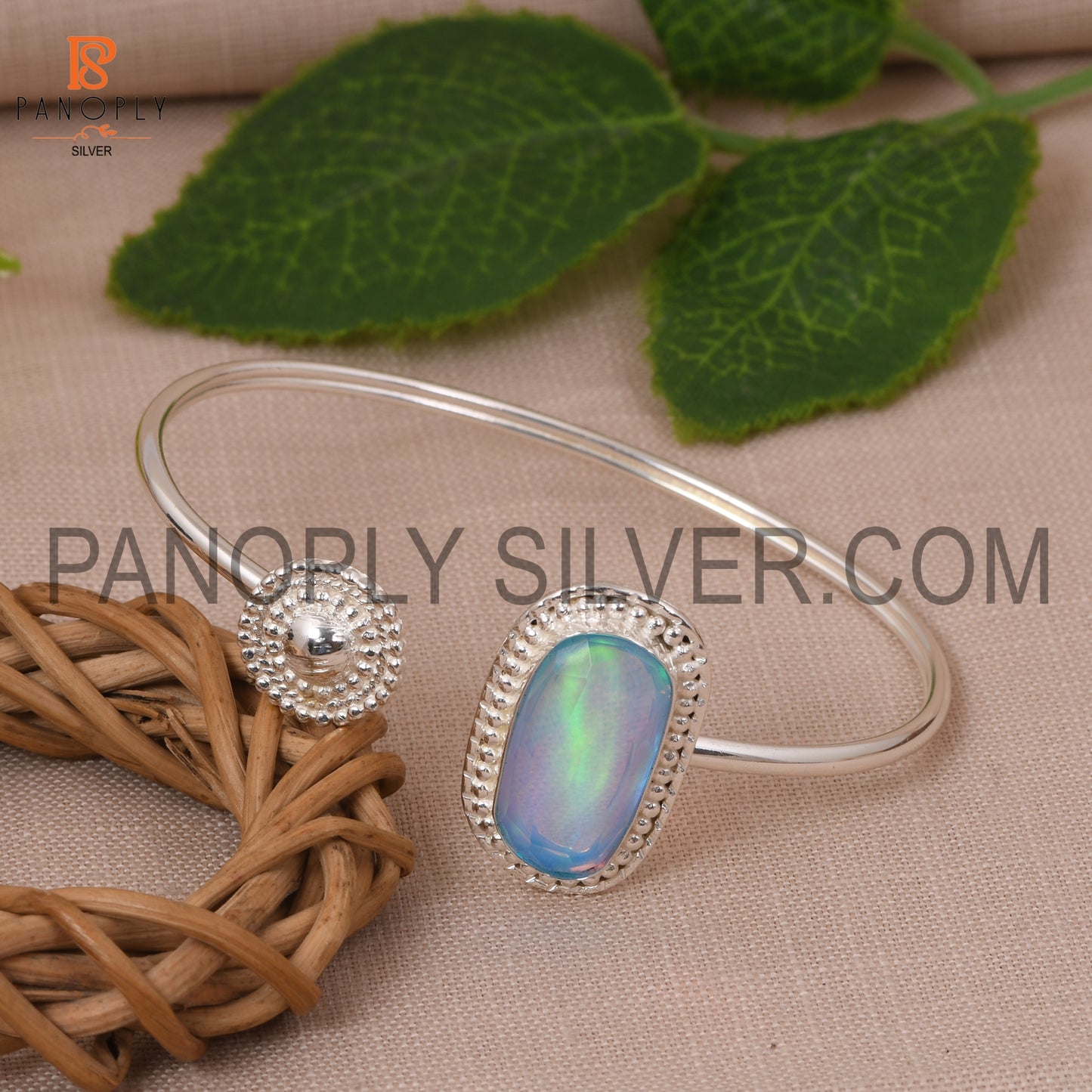 Beautiful Unshape Aurora Opal Sky Cuff Bangle For Girls