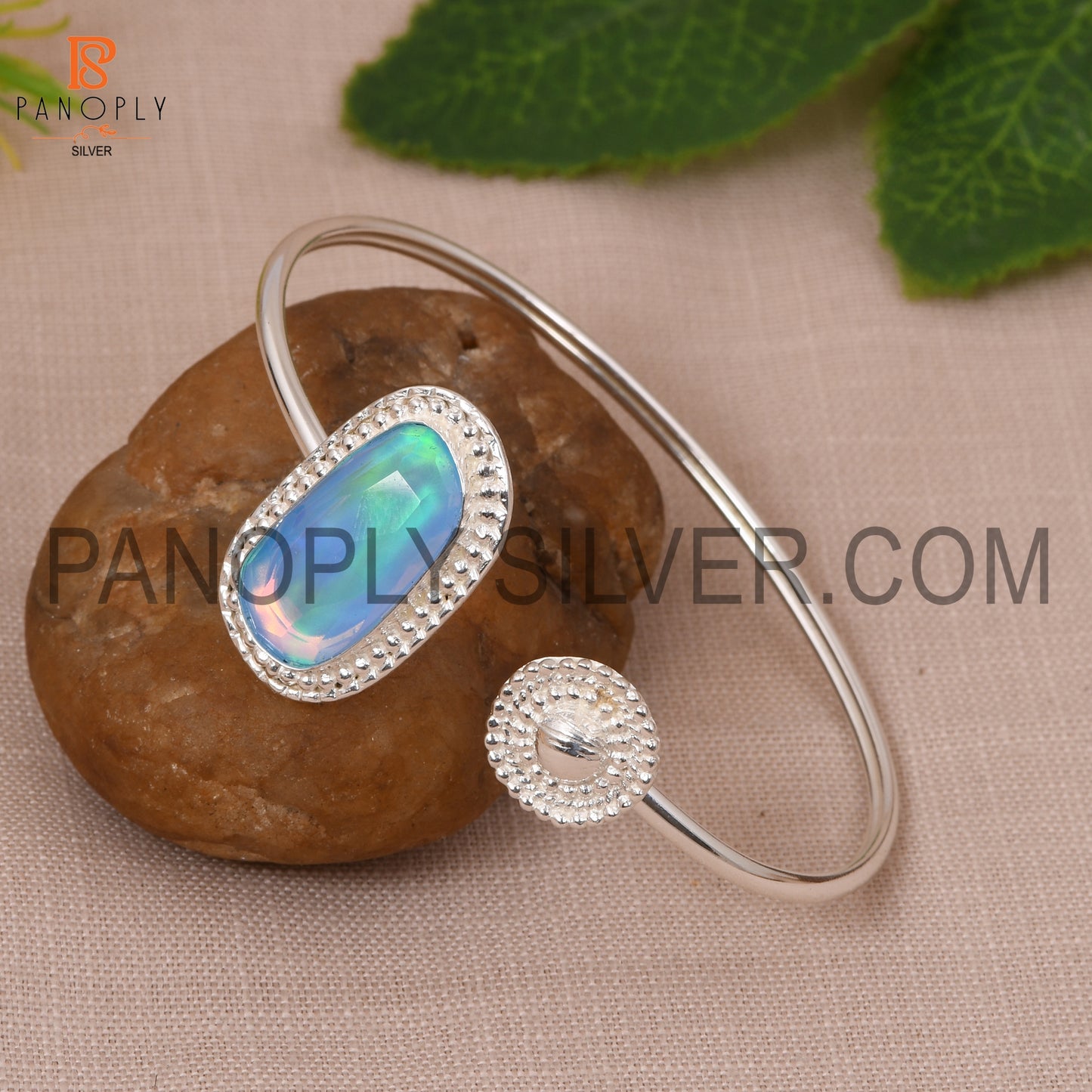 Beautiful Unshape Aurora Opal Sky Cuff Bangle For Girls